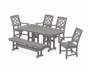 Chinoiserie 6-Piece Dining Set with Benchoutdoor patio furniture set