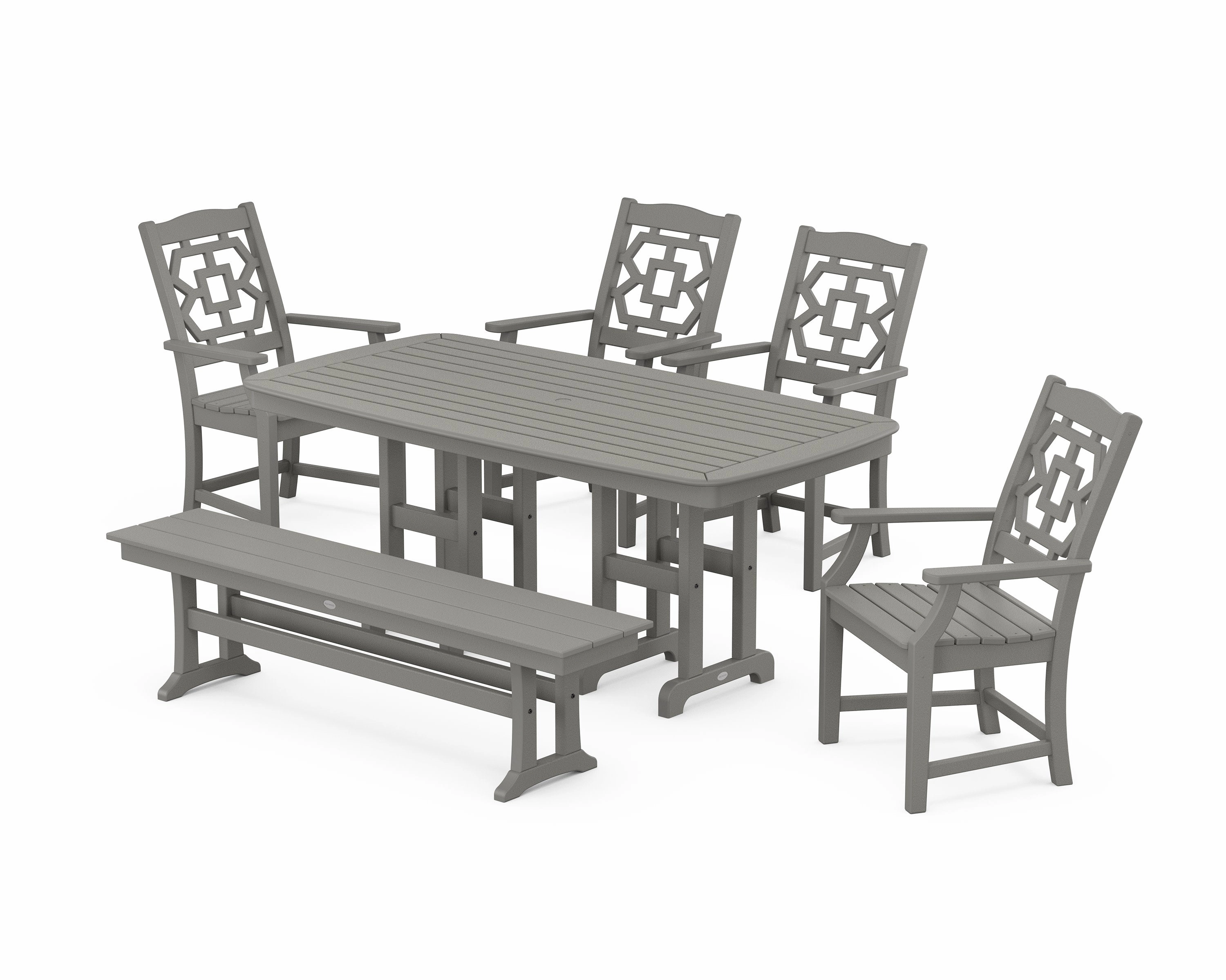 Chinoiserie 6-Piece Dining Set with Benchoutdoor patio furniture set