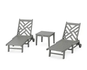 Chippendale 3-Piece Chaise Set with Wheelsoutdoor patio dining furniture set