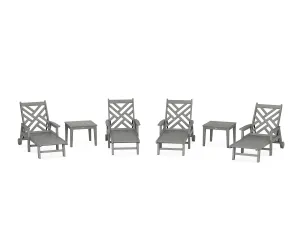Chippendale 6-Piece Chaise Set with Arms and Wheelsoutdoor patio dining furniture set