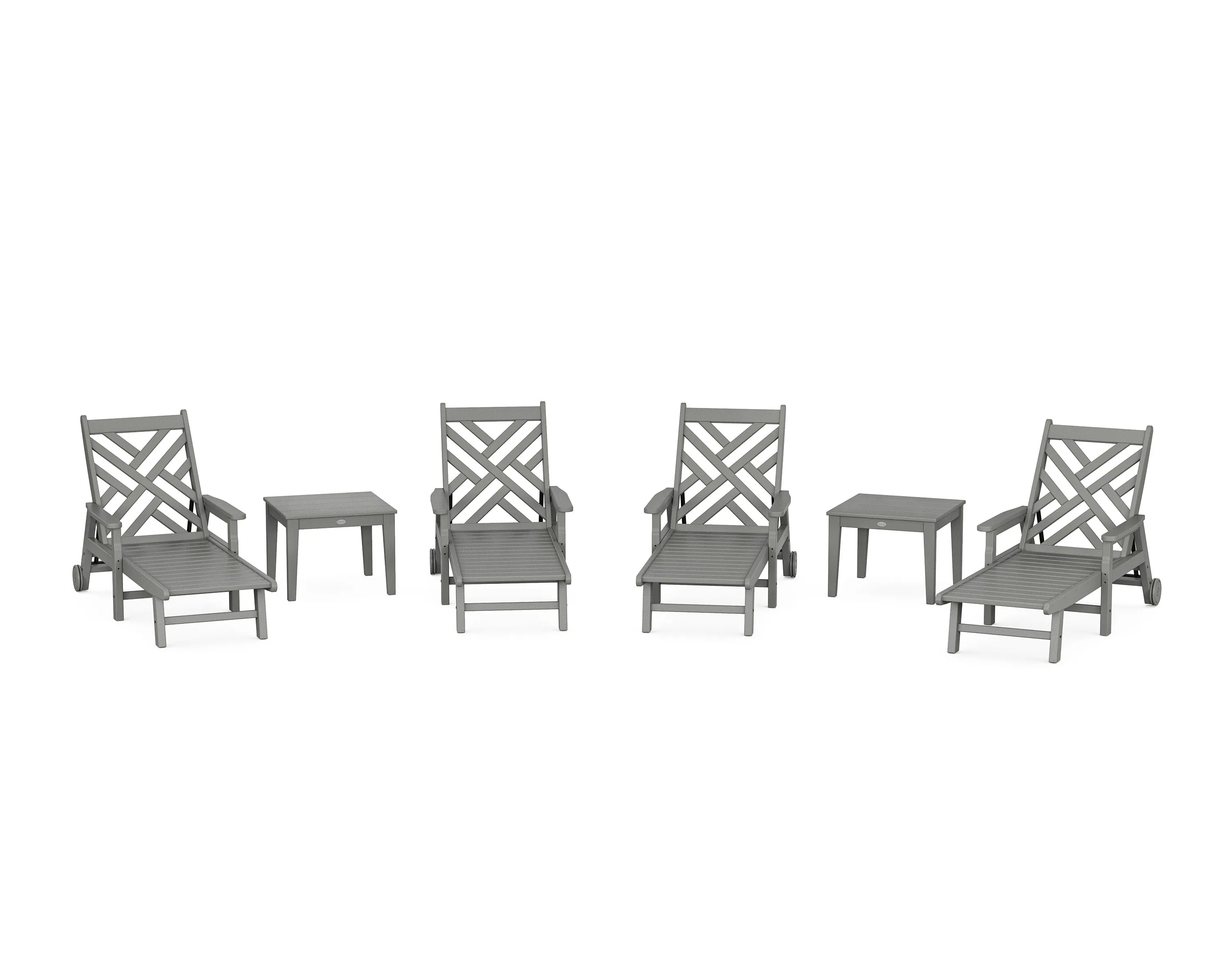 Chippendale 6-Piece Chaise Set with Arms and Wheelsoutdoor patio dining furniture set
