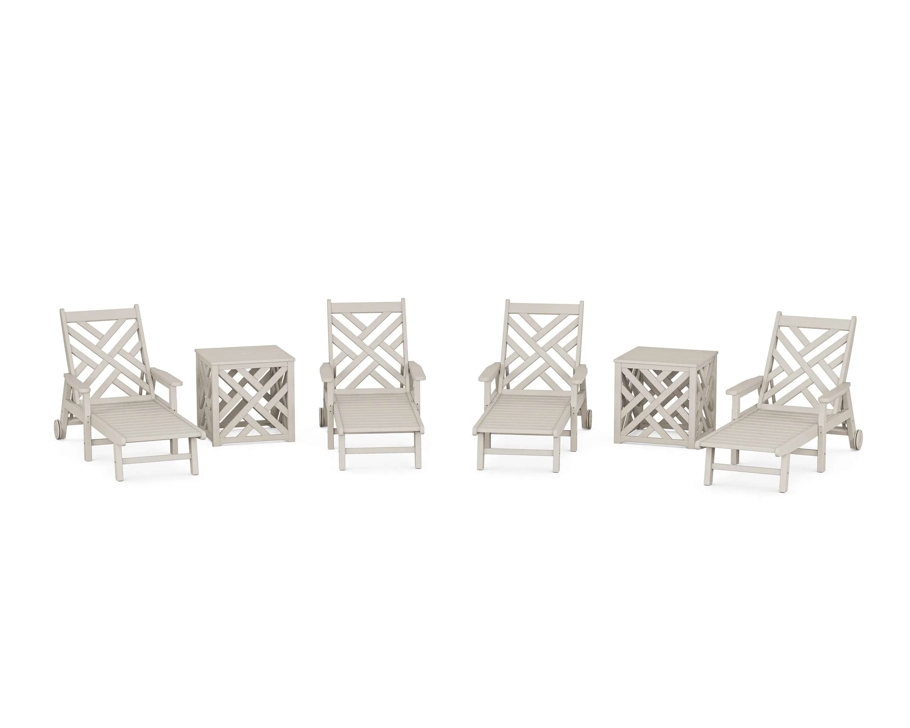 Chippendale 6-Piece Chaise Set with Umbrella Stand Accent Table