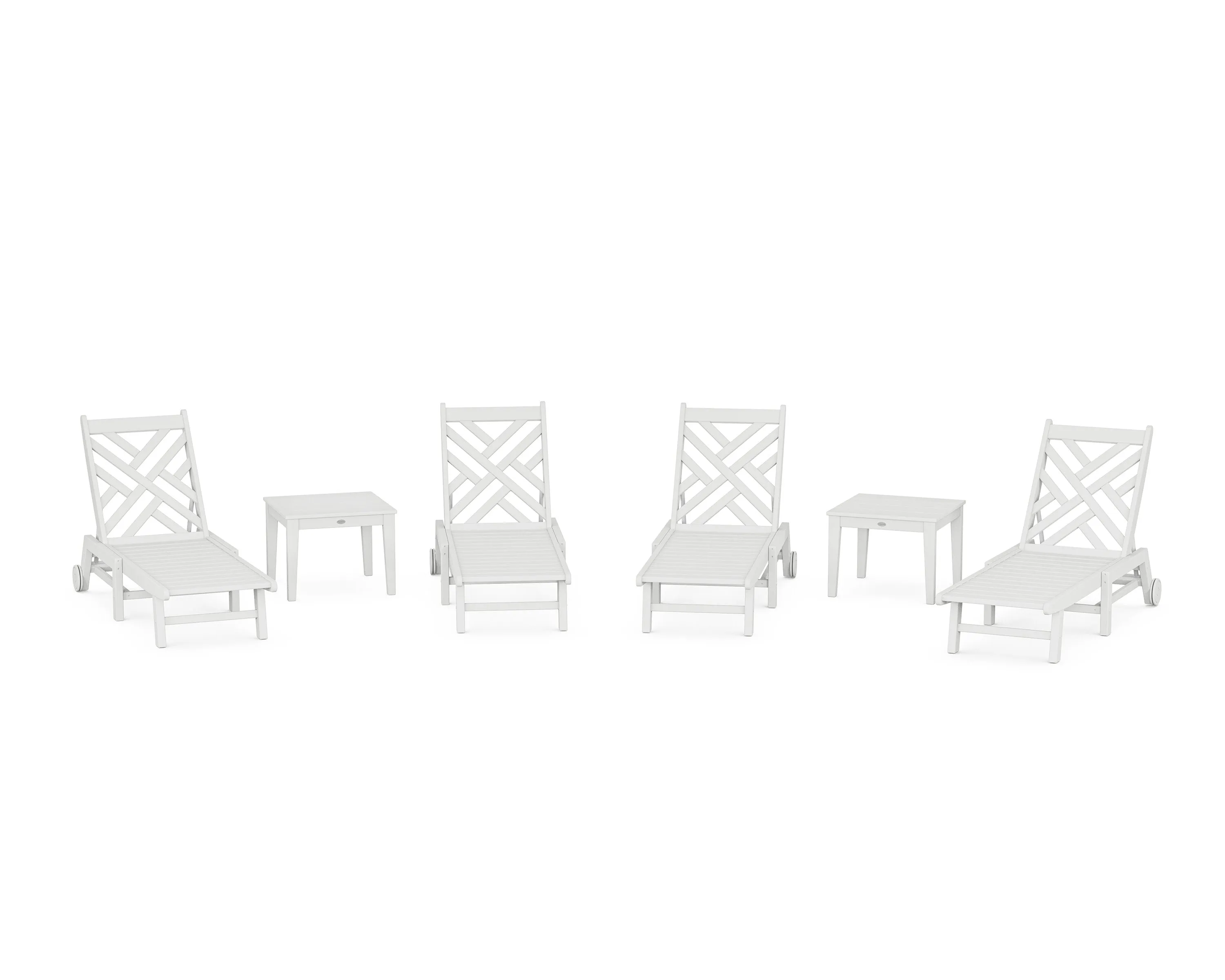 Chippendale 6-Piece Chaise Set with Wheels