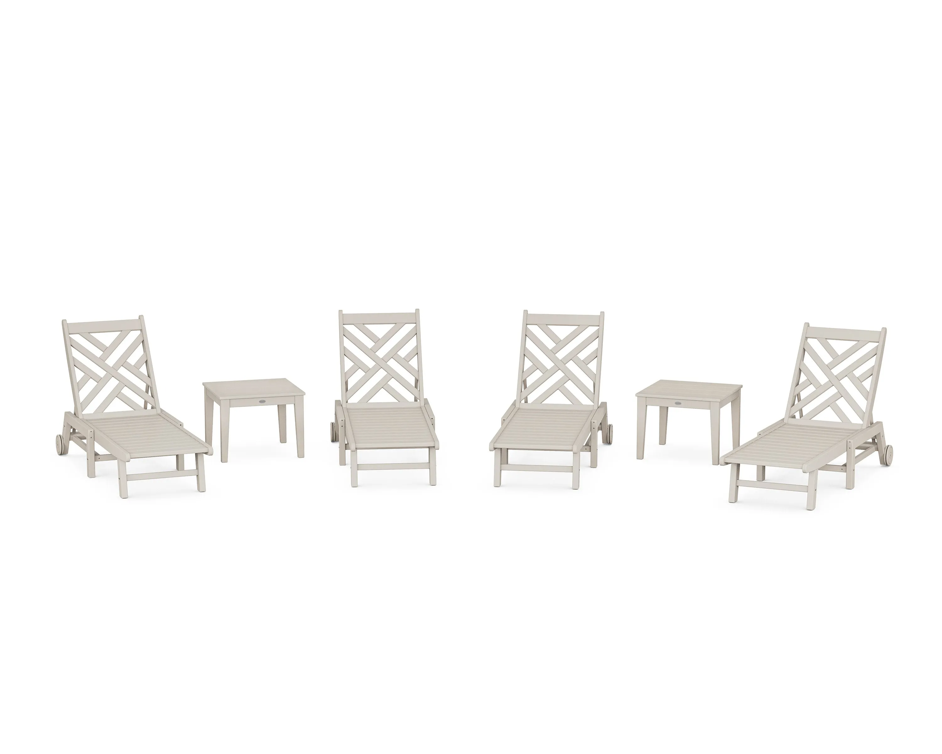 Chippendale 6-Piece Chaise Set with Wheels