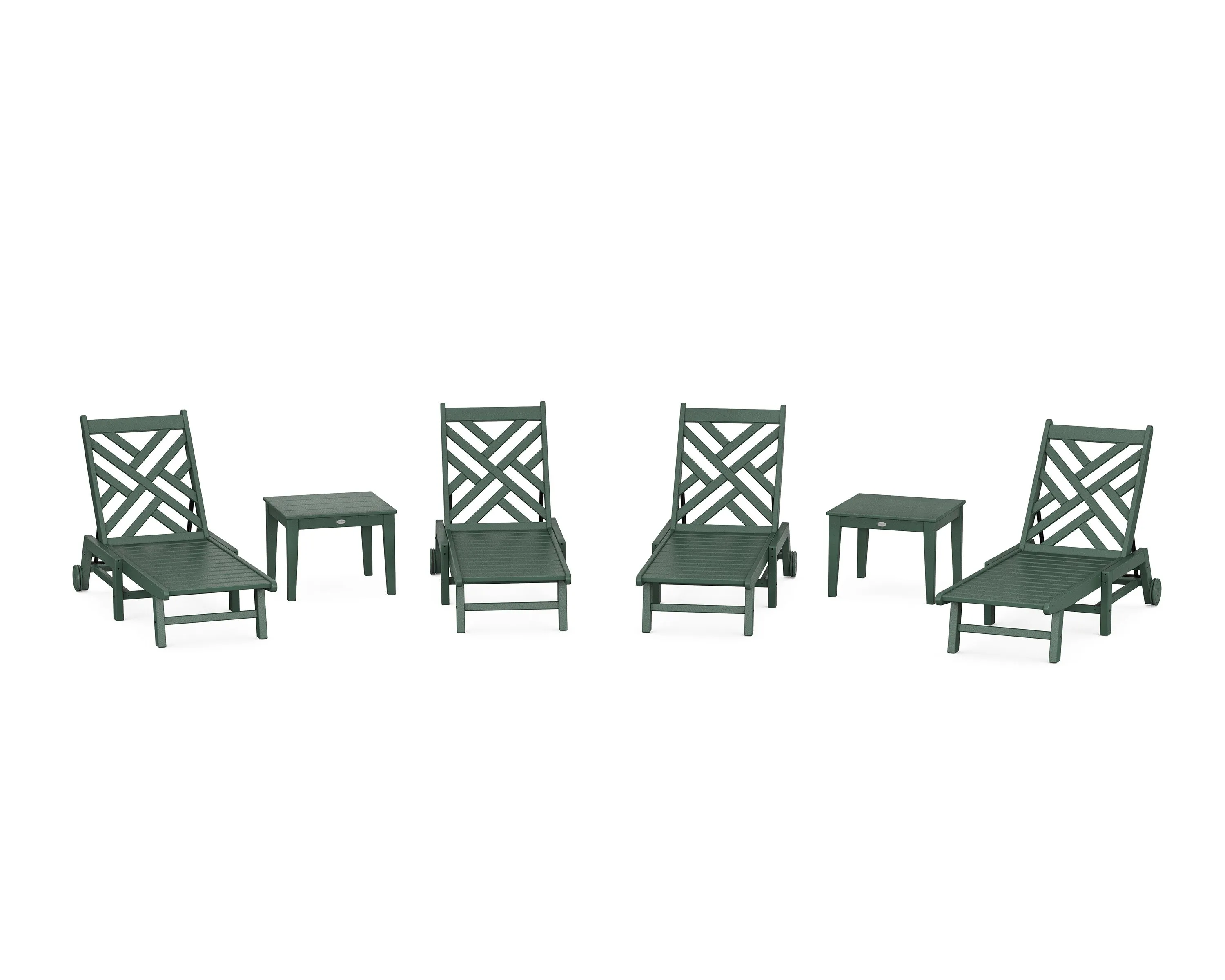 Chippendale 6-Piece Chaise Set with Wheels