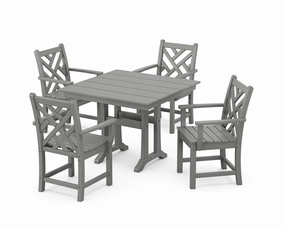 Chippendale 5-Piece Farmhouse Trestle Arm Chair Dining Setoutdoor patio furniture set
