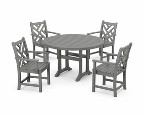 Chippendale 5-Piece Nautical Trestle Dining Arm Chair Setoutdoor patio furniture set