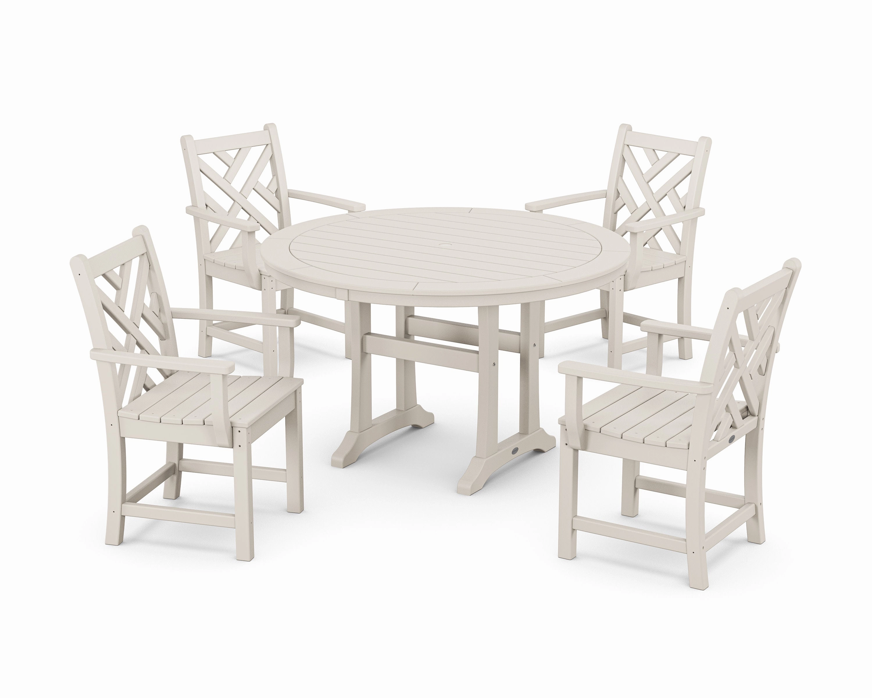 Chippendale 5-Piece Nautical Trestle Dining Arm Chair Set