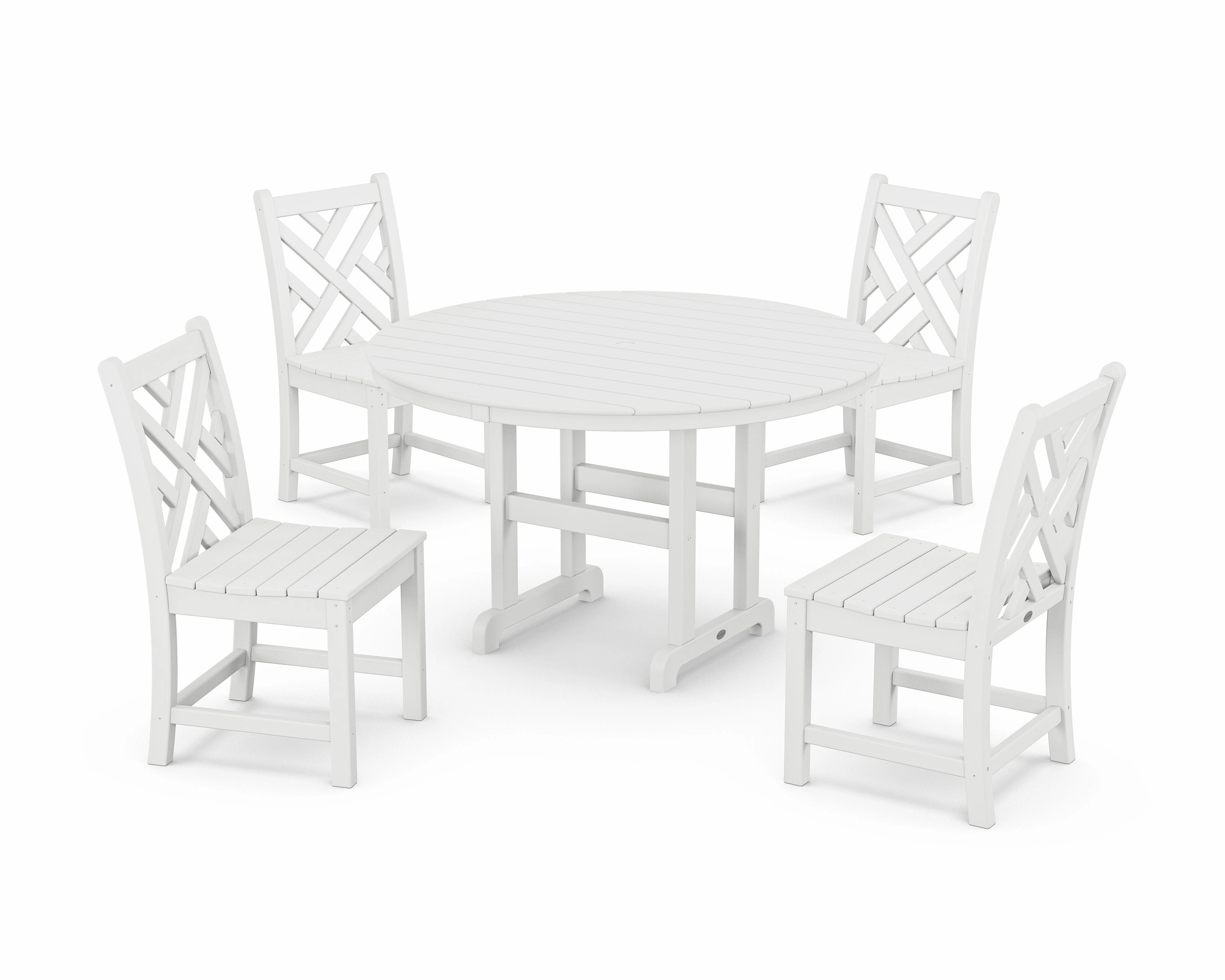 Chippendale 5-Piece Round Farmhouse Side Chair Dining Set