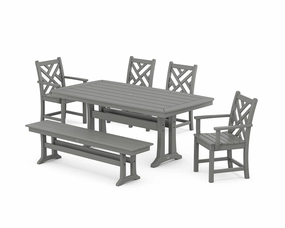 Chippendale 6-Piece Dining Set with Trestle Legsoutdoor patio furniture set