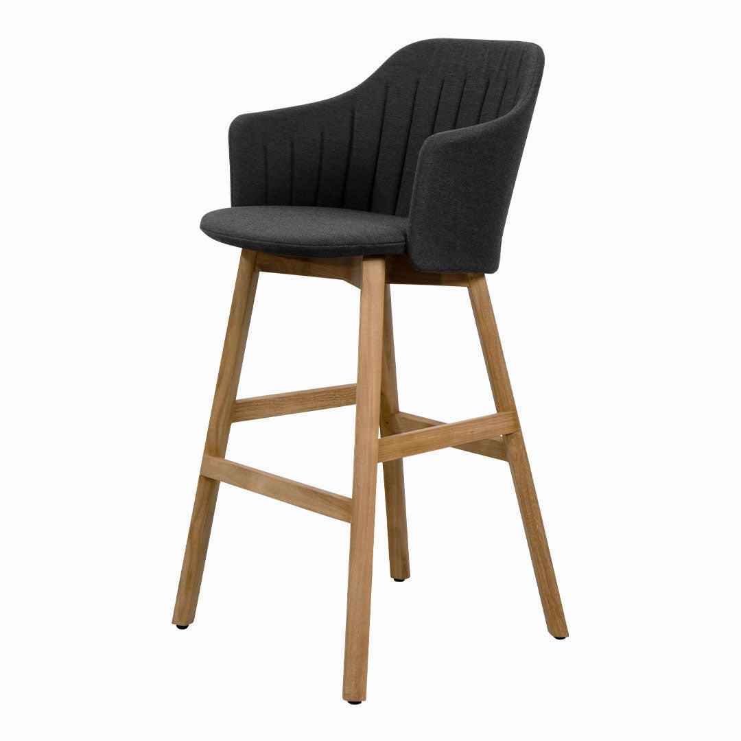 Choice Outdoor Bar Chair - Wood Base - w/ Back and Seat Cushionoutdoor patio dining furniture set