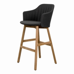 Choice Outdoor Bar Chair - Wood Base - w/ Back and Seat Cushionoutdoor patio dining furniture set