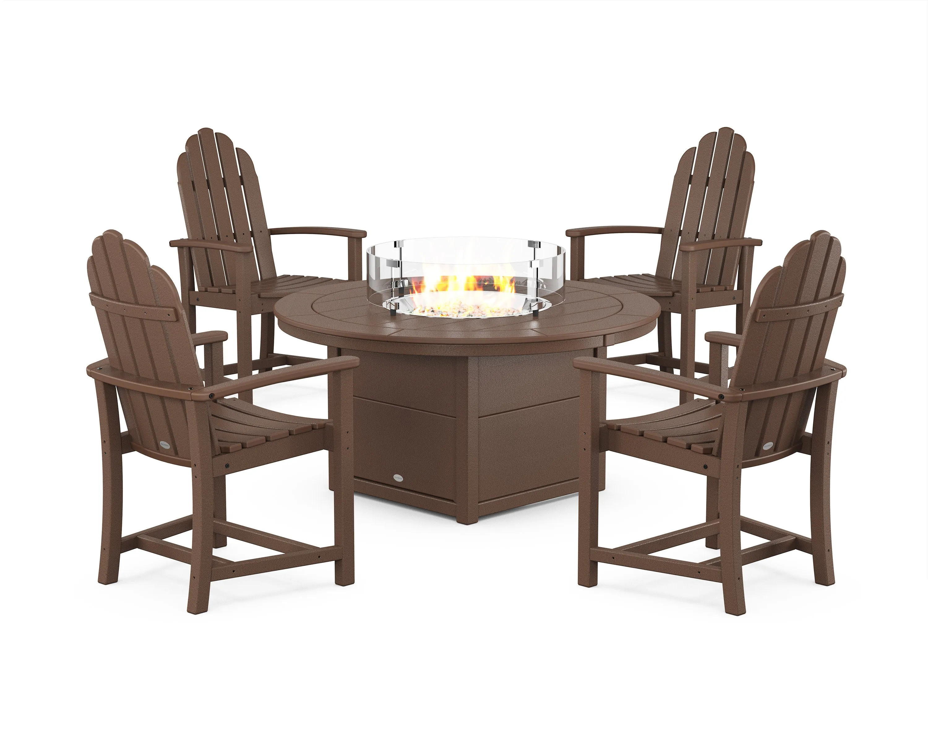Classic 4-Piece Upright Adirondack Conversation Set with Fire Pit Table
