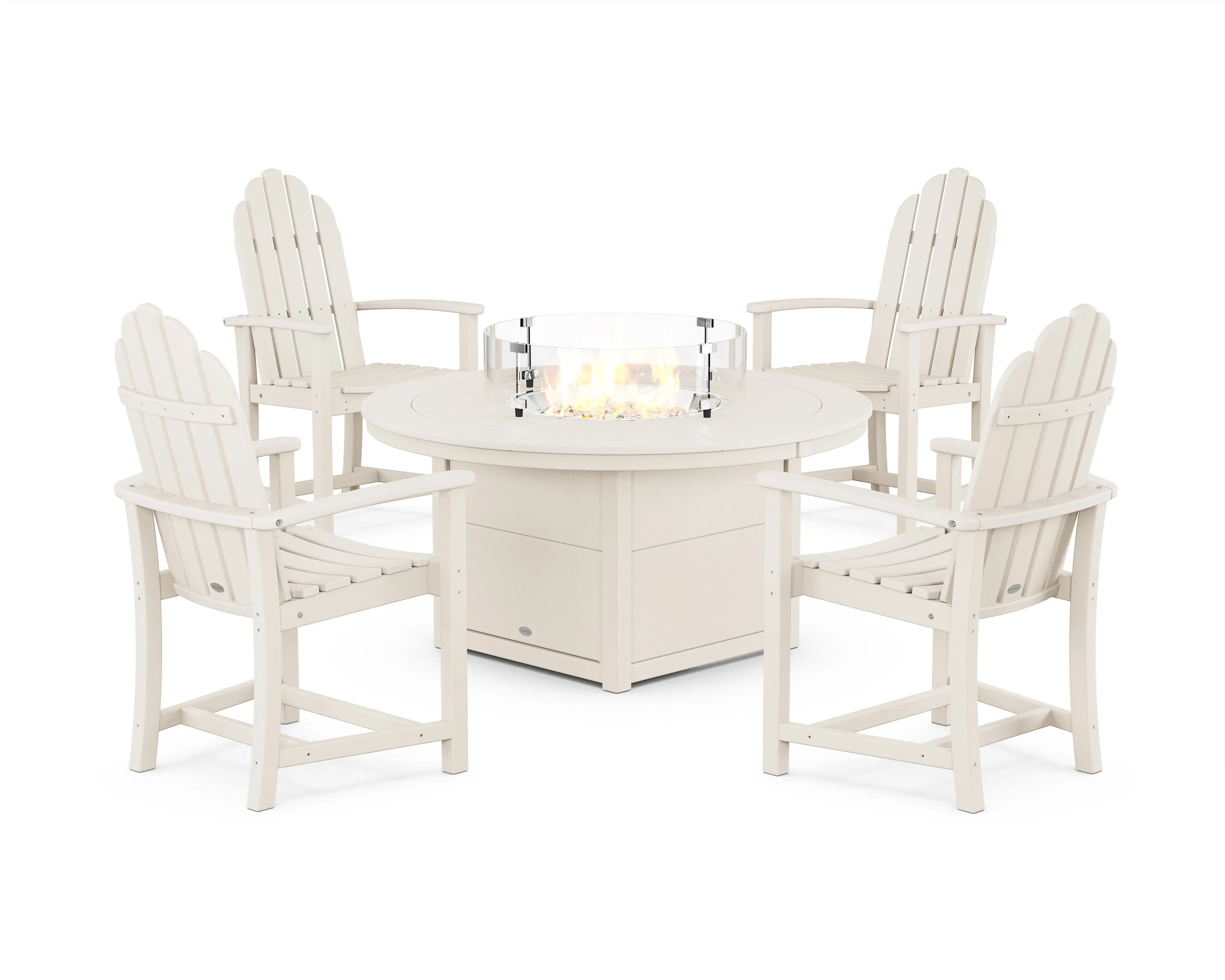 Classic 4-Piece Upright Adirondack Conversation Set with Fire Pit Table