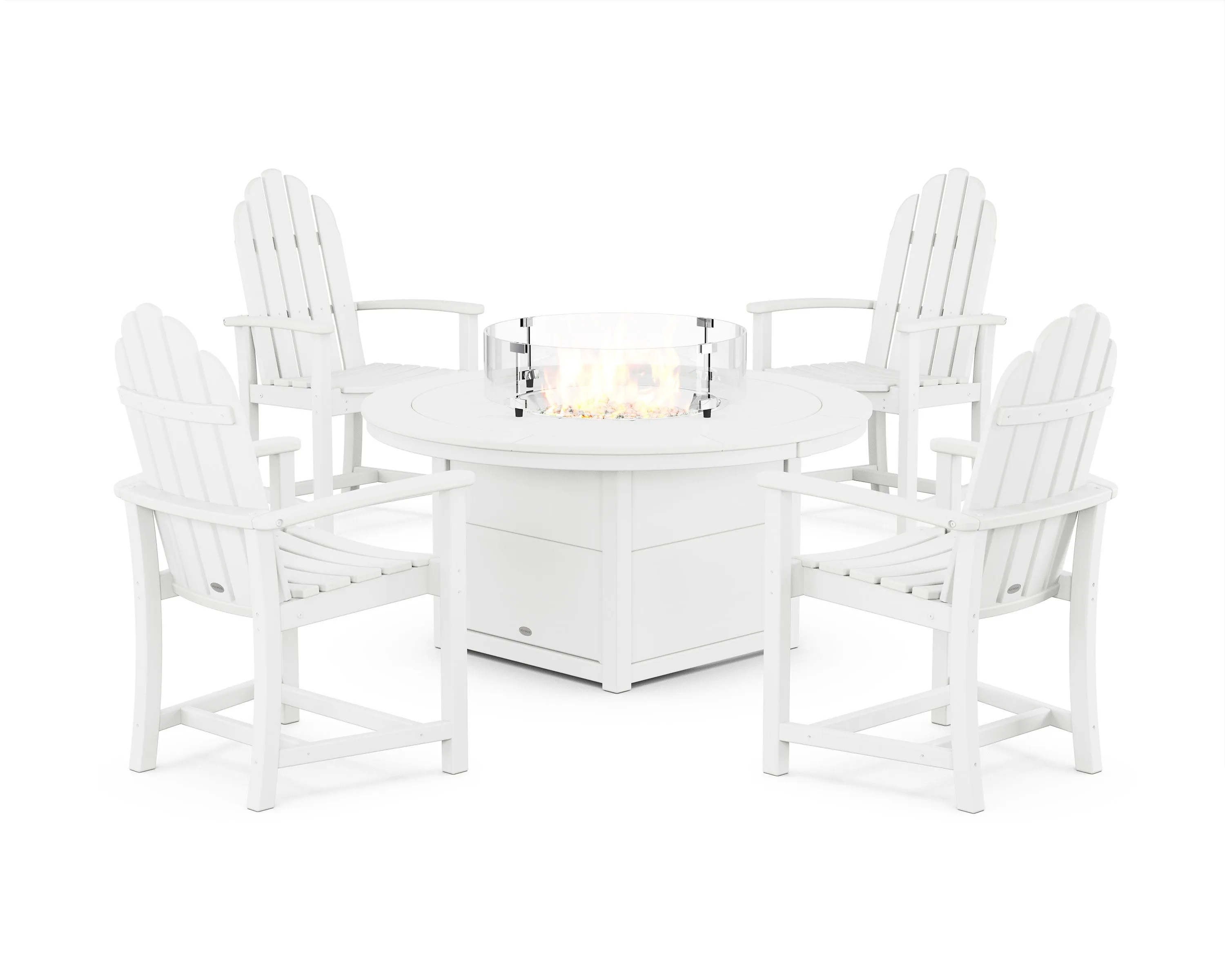 Classic 4-Piece Upright Adirondack Conversation Set with Fire Pit Table
