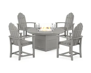 Classic 4-Piece Upright Adirondack Conversation Set with Fire Pit Tableoutdoor patio dining furniture set