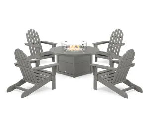 Classic Adirondack 5-Piece Conversation Set with Fire Pit Tableoutdoor patio dining furniture set