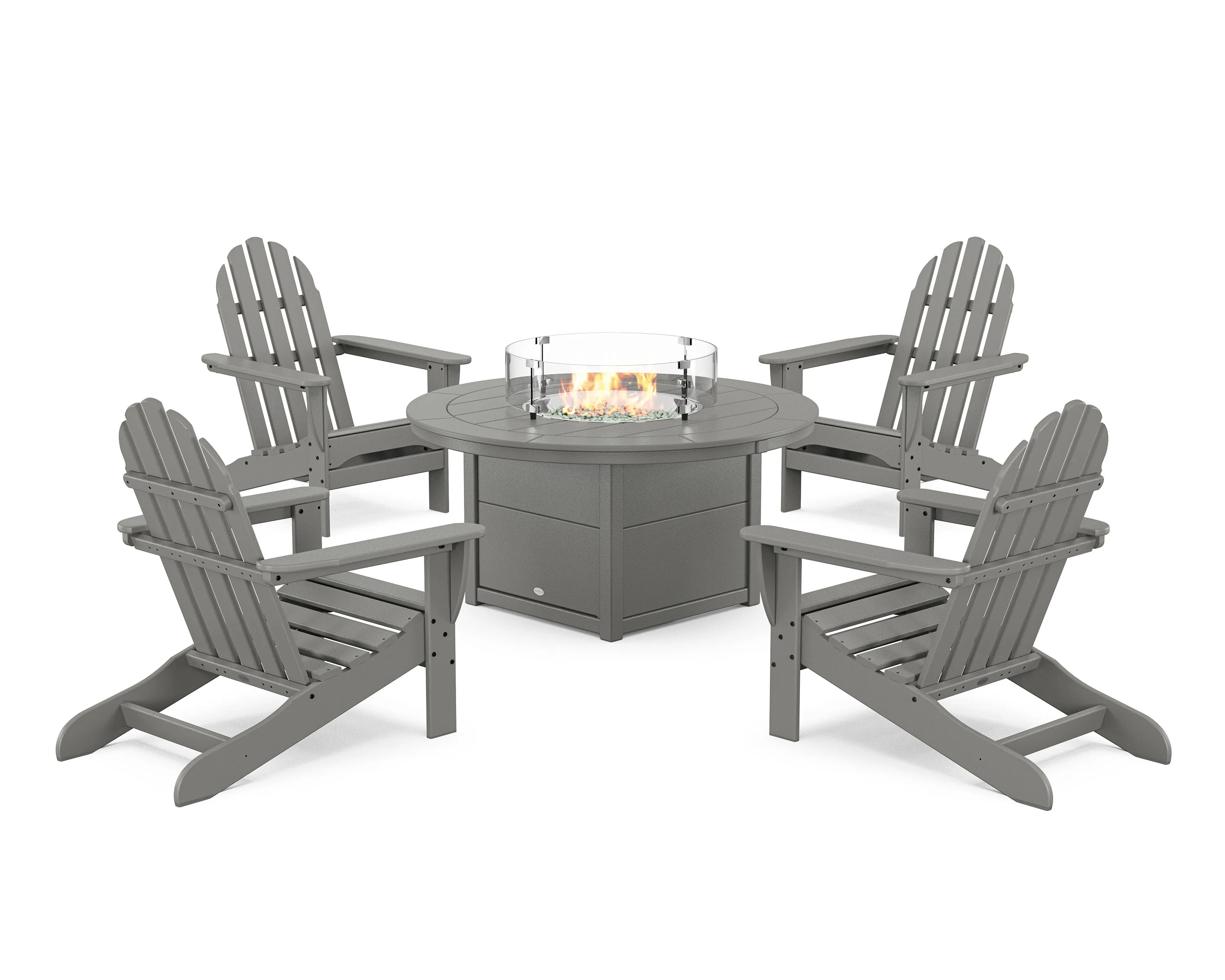 Classic Adirondack 5-Piece Conversation Set with Fire Pit Tableoutdoor patio dining furniture set