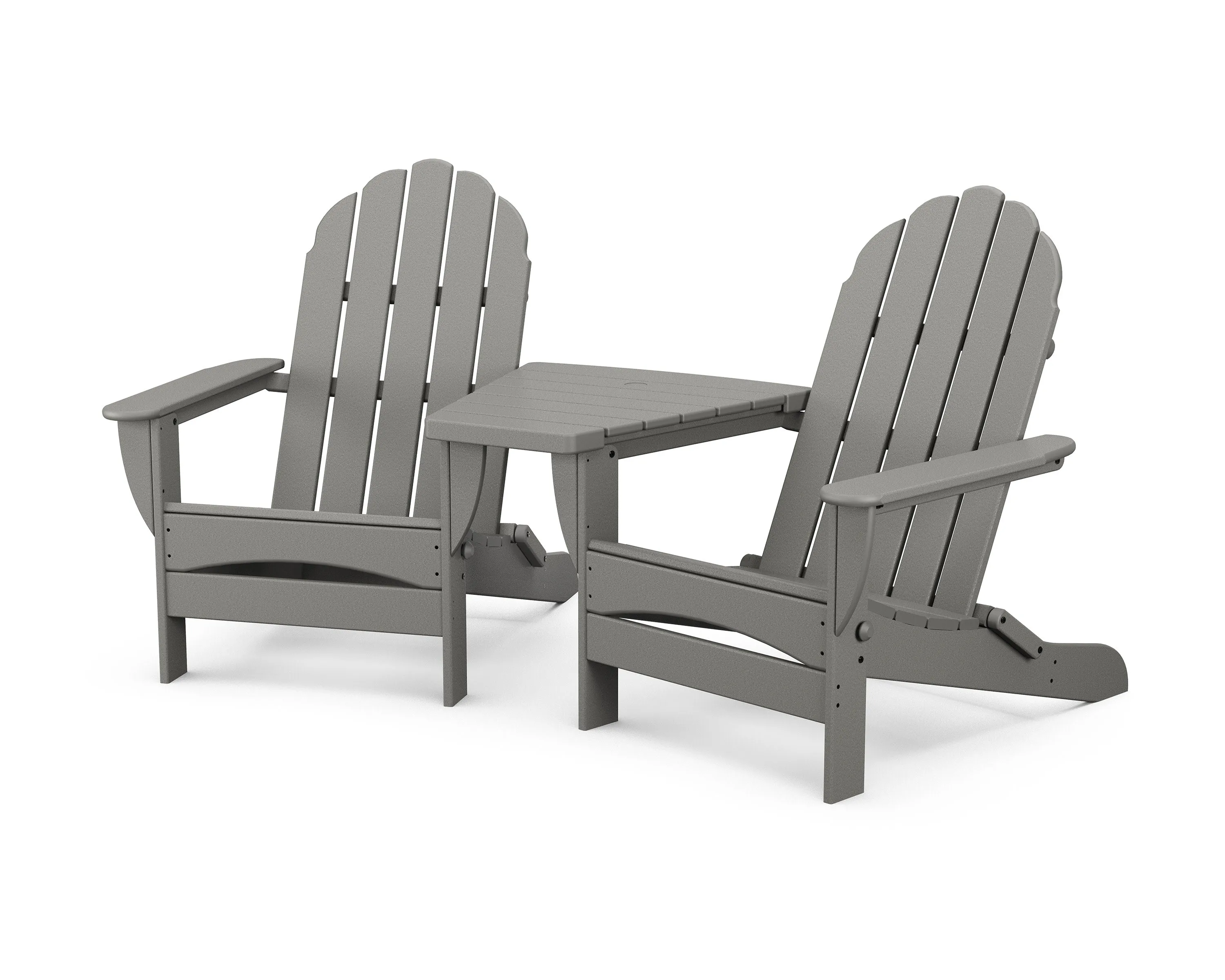 Classic Oversized Adirondacks with Angled Connecting Tableoutdoor patio dining furniture set