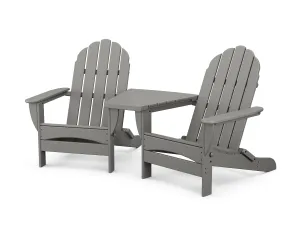 Classic Oversized Adirondacks with Angled Connecting Tableoutdoor patio dining furniture set
