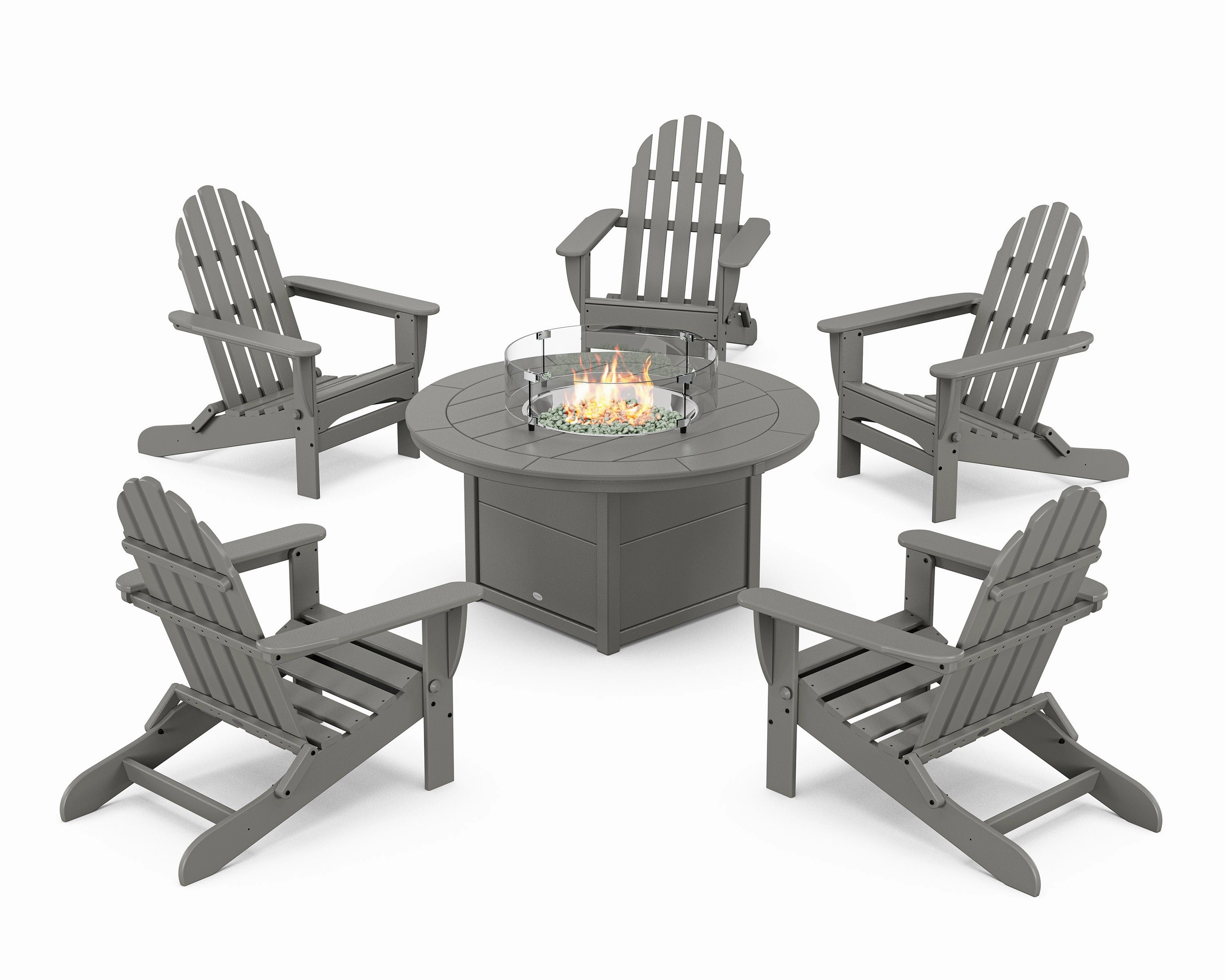 Classic Folding Adirondack 6-Piece Conversation Set with Fire Pit Tableoutdoor patio dining furniture set