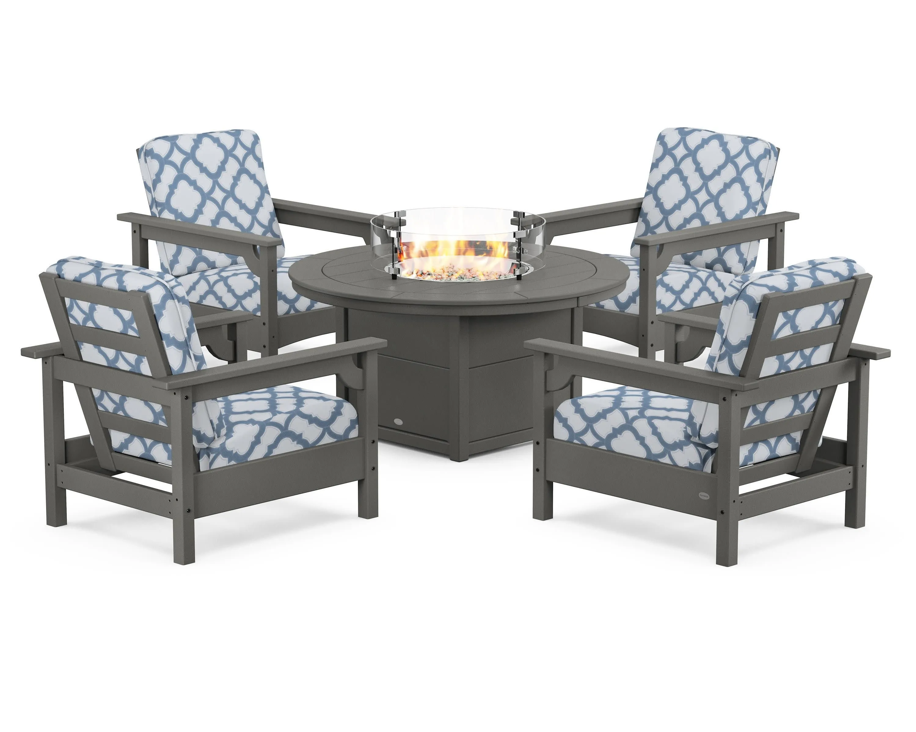 Club 5-Piece Conversation Set with Fire Pit Table