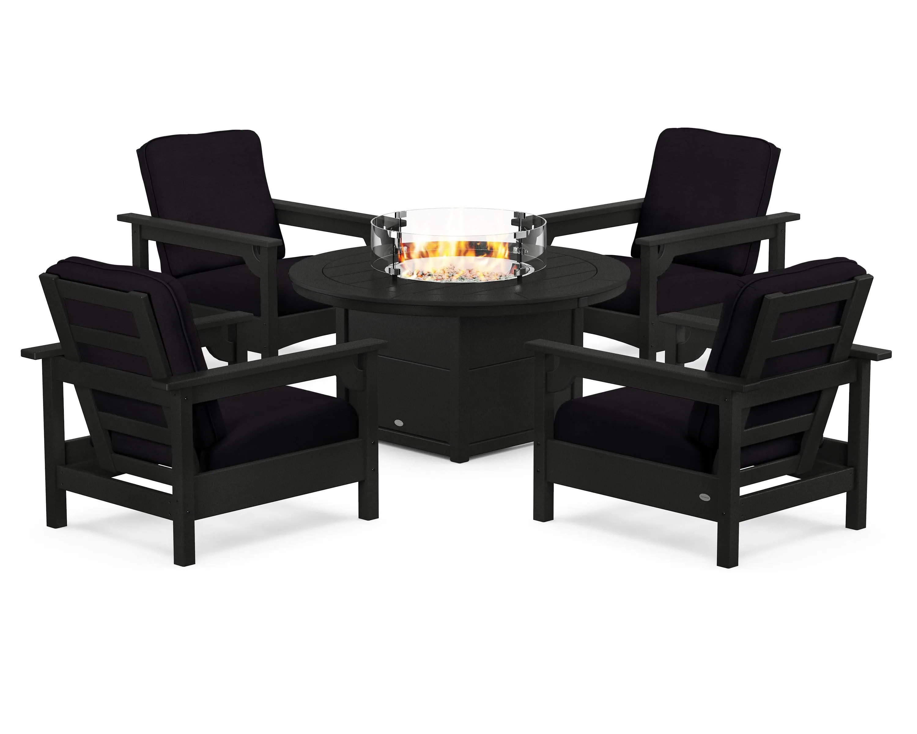 Club 5-Piece Conversation Set with Fire Pit Table