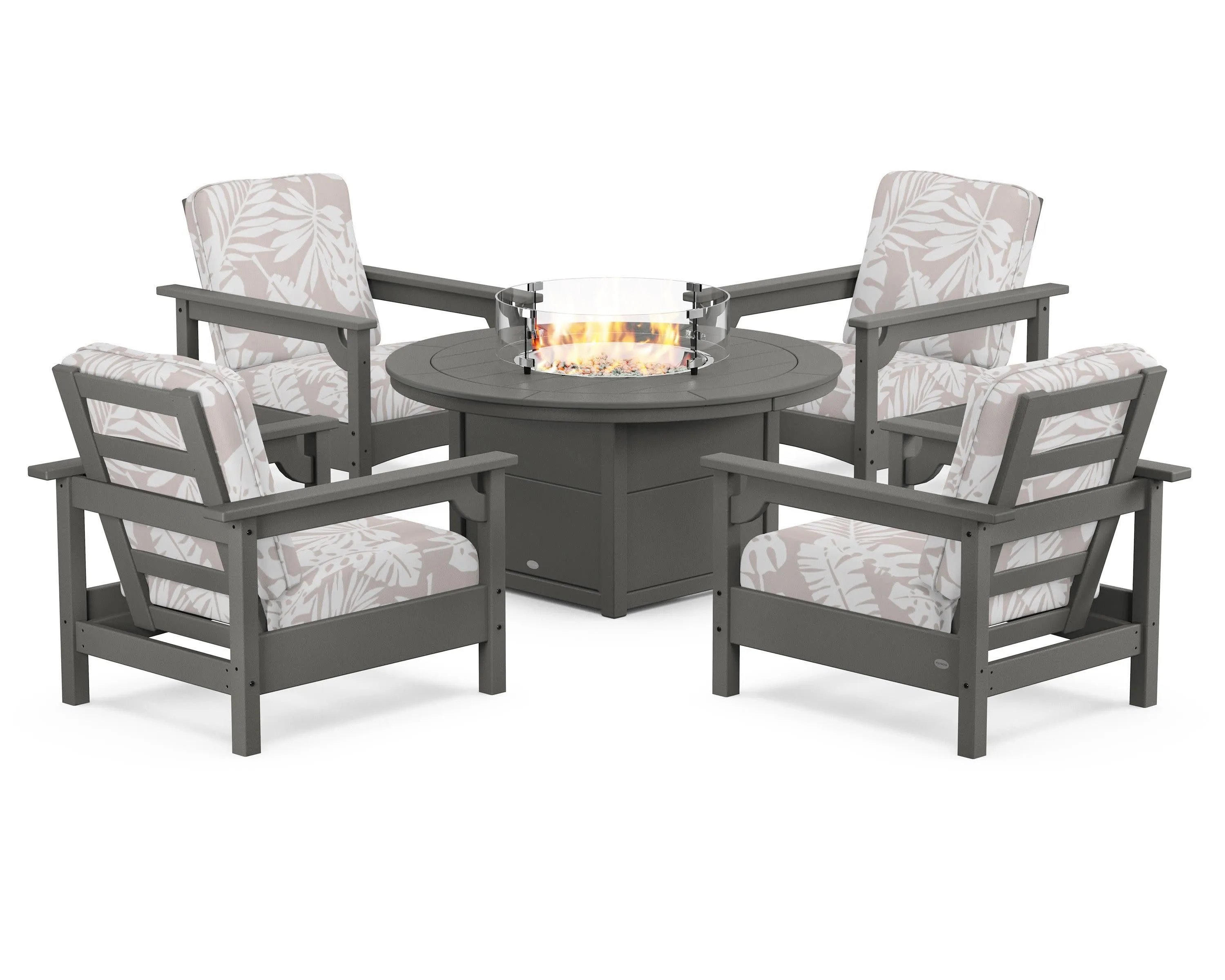Club 5-Piece Conversation Set with Fire Pit Table