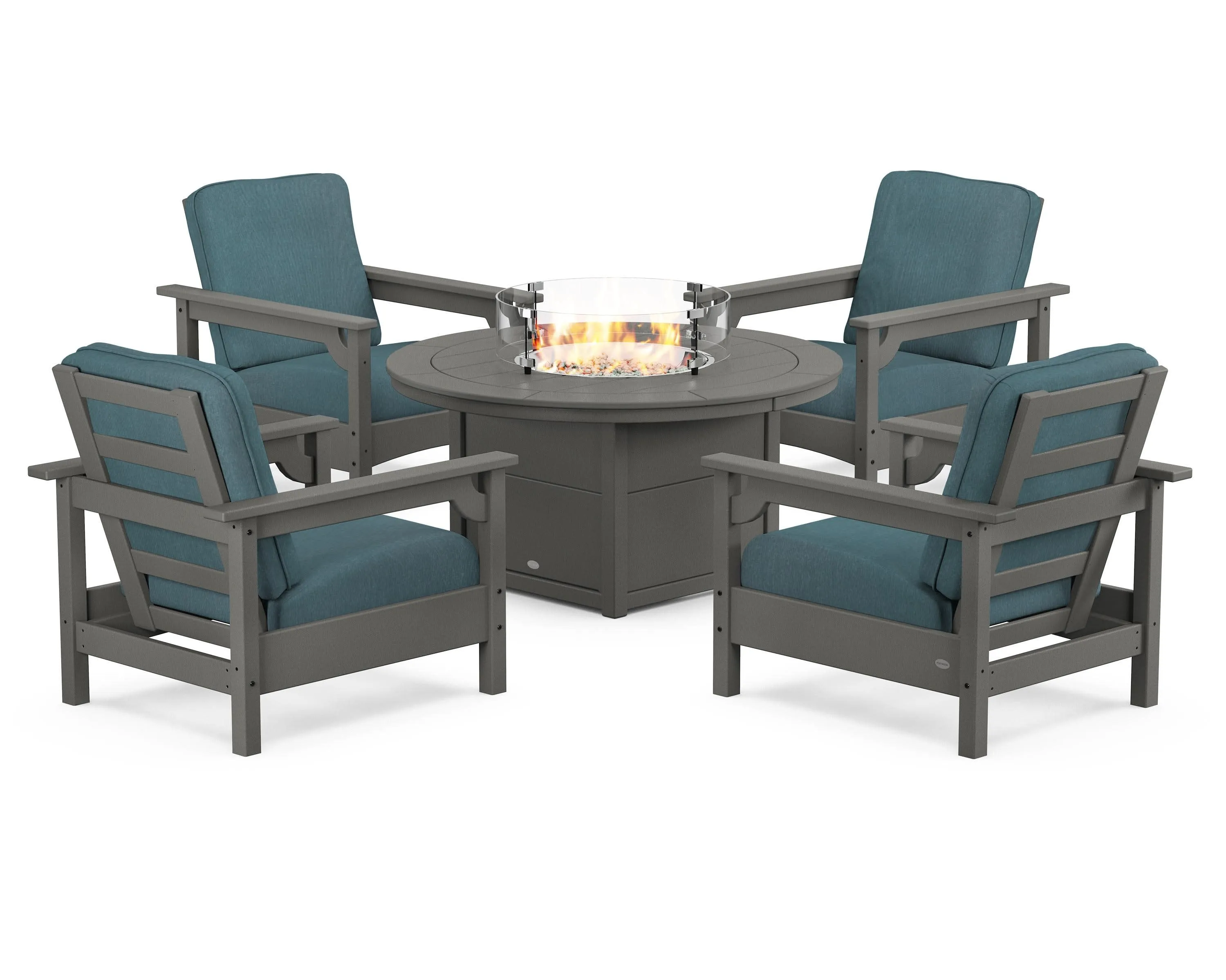 Club 5-Piece Conversation Set with Fire Pit Table