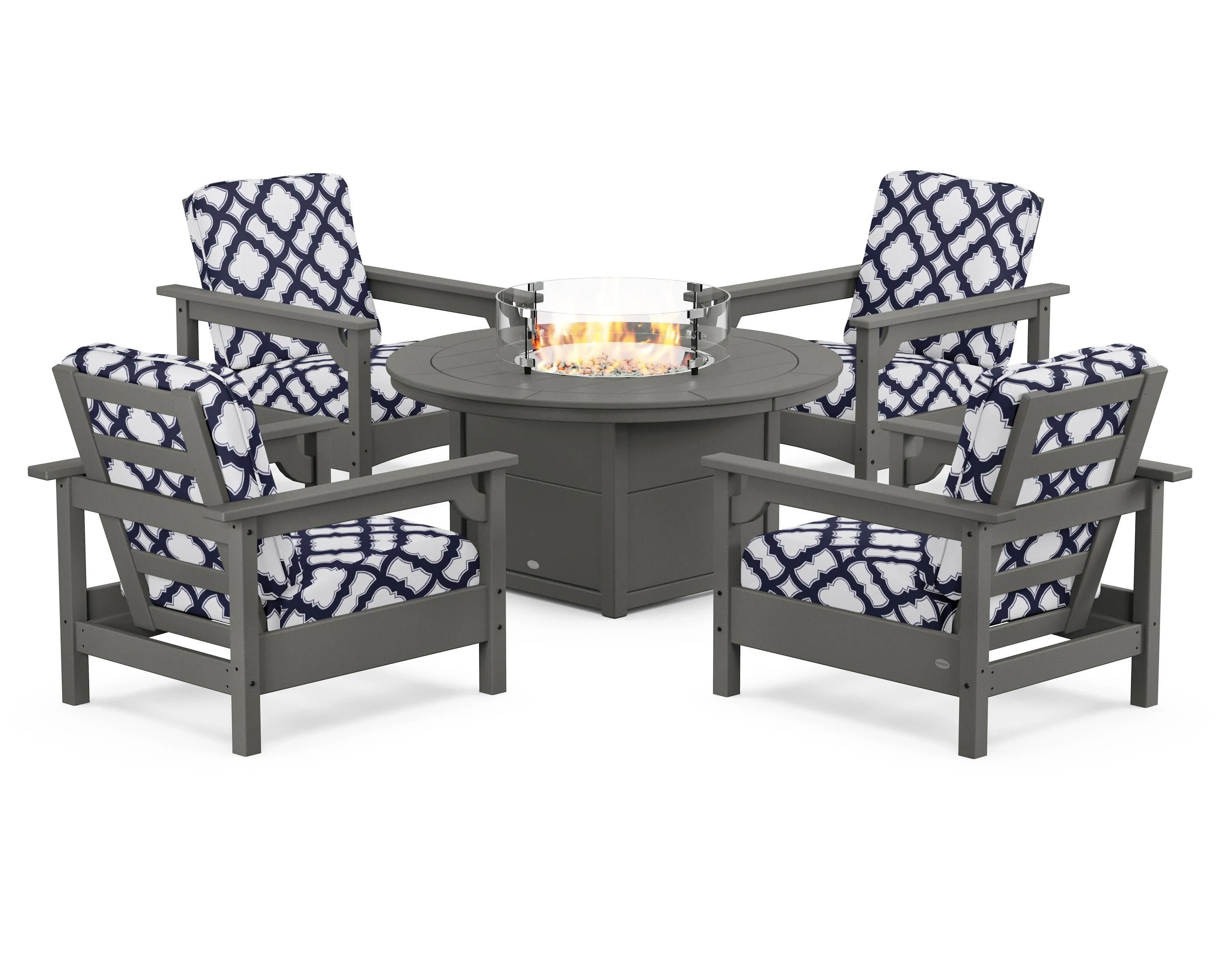 Club 5-Piece Conversation Set with Fire Pit Table