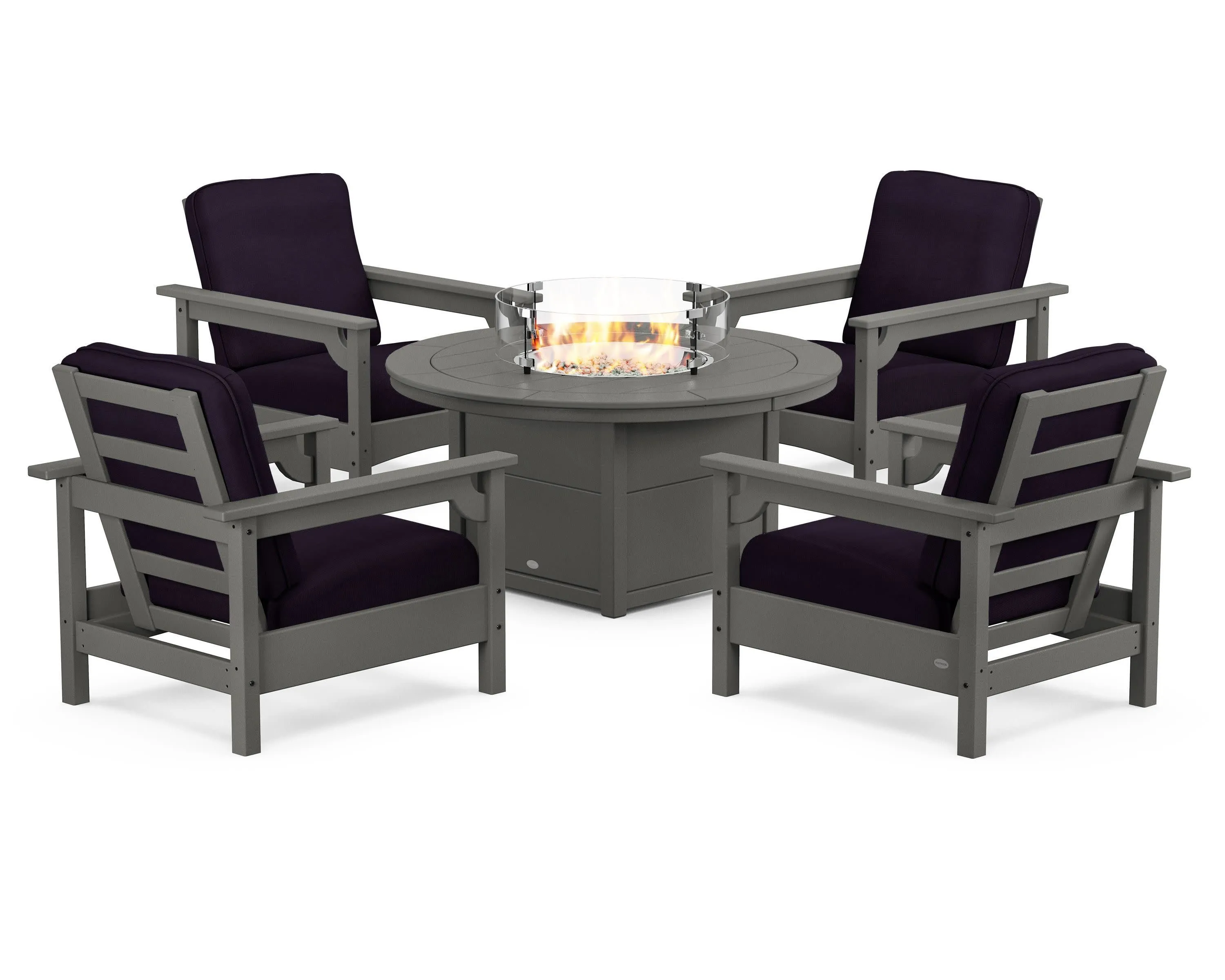 Club 5-Piece Conversation Set with Fire Pit Table