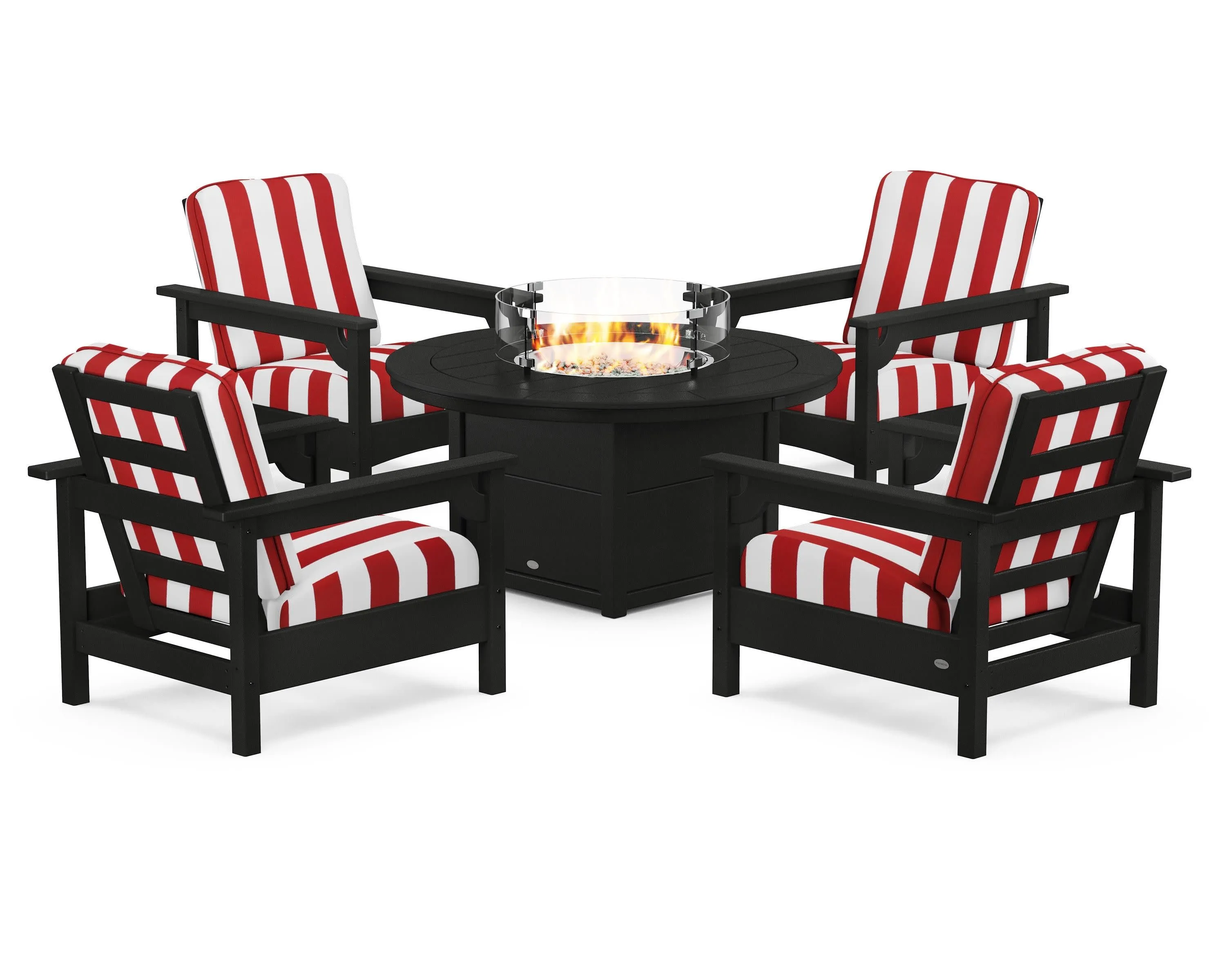 Club 5-Piece Conversation Set with Fire Pit Table