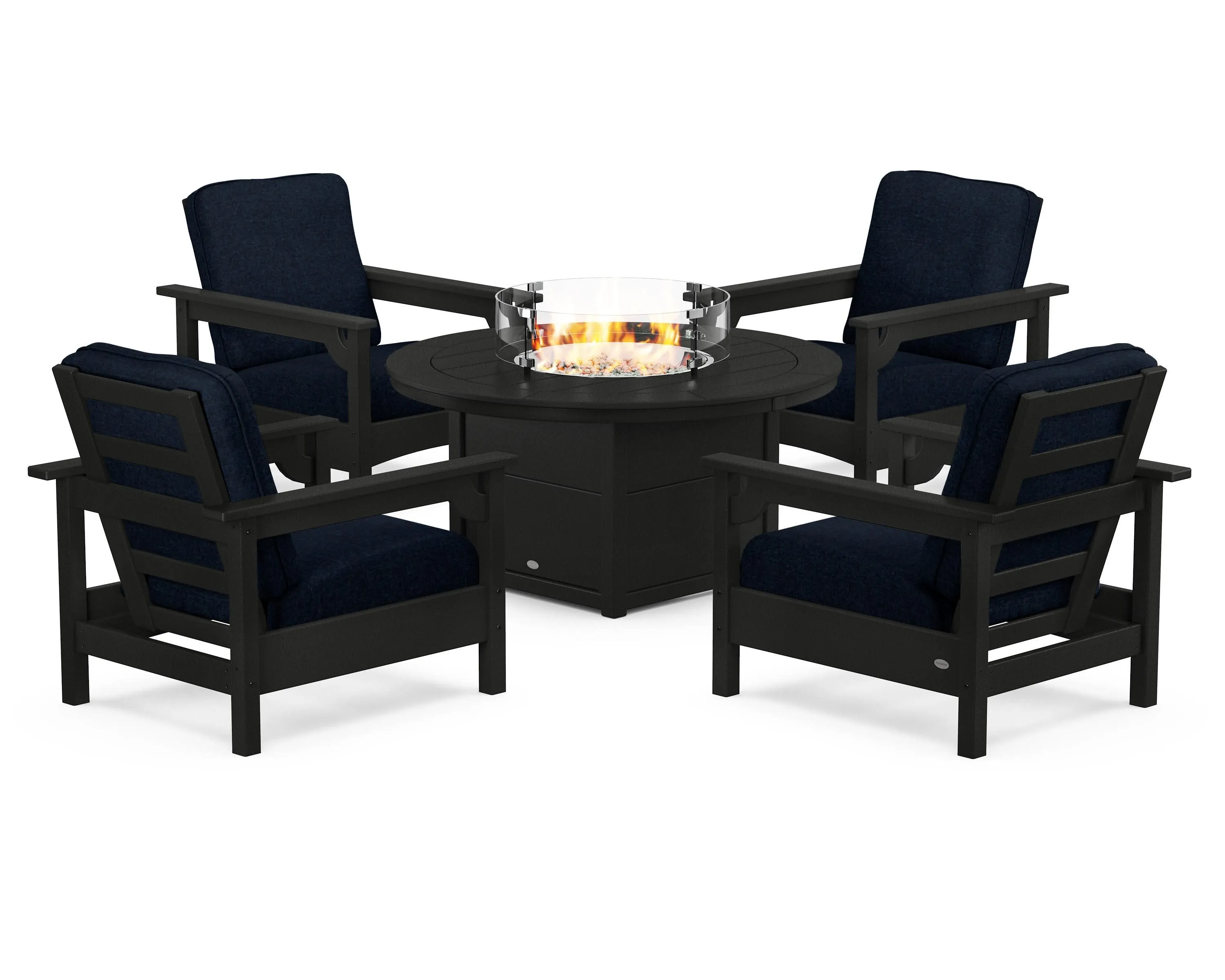 Club 5-Piece Conversation Set with Fire Pit Table