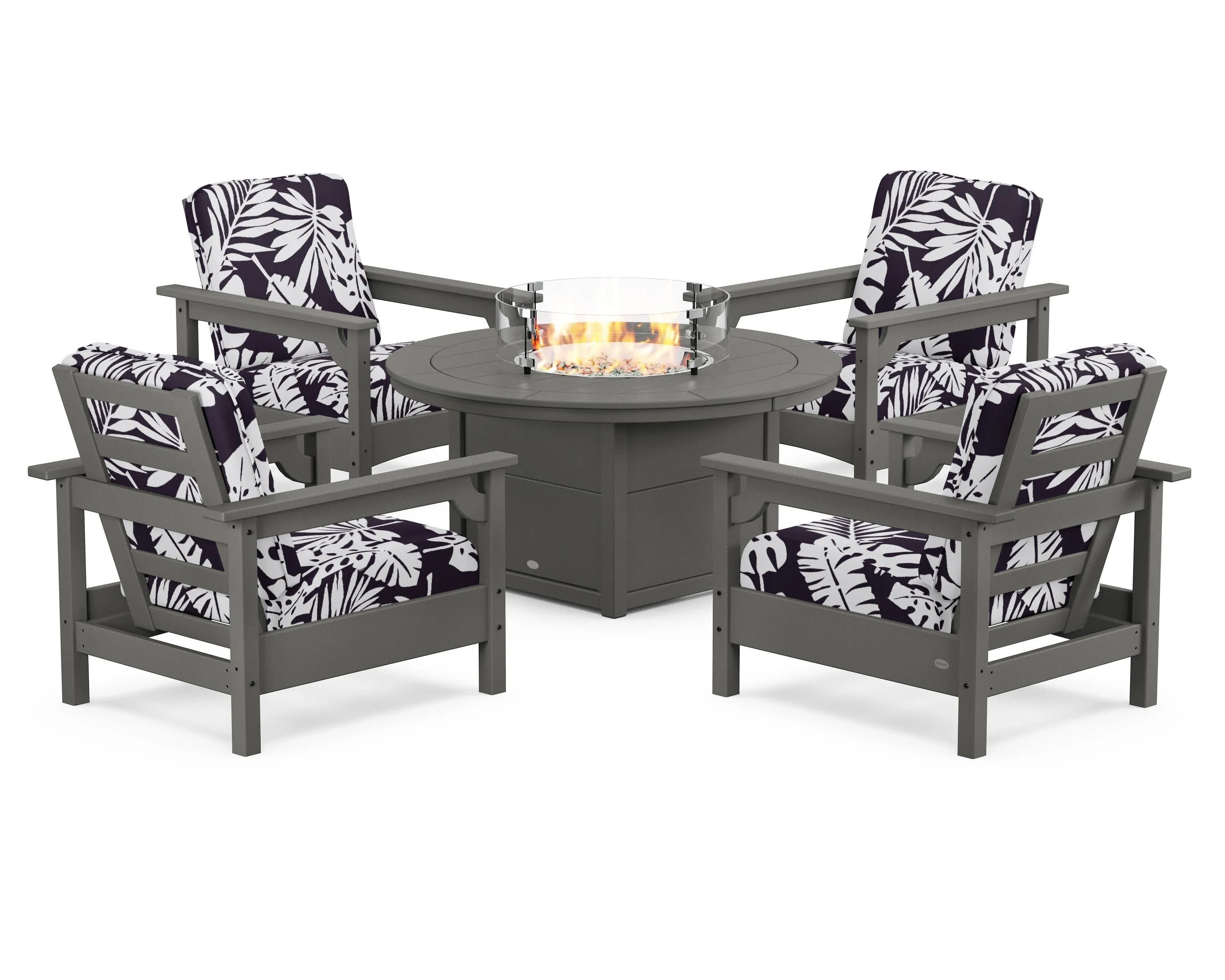 Club 5-Piece Conversation Set with Fire Pit Table