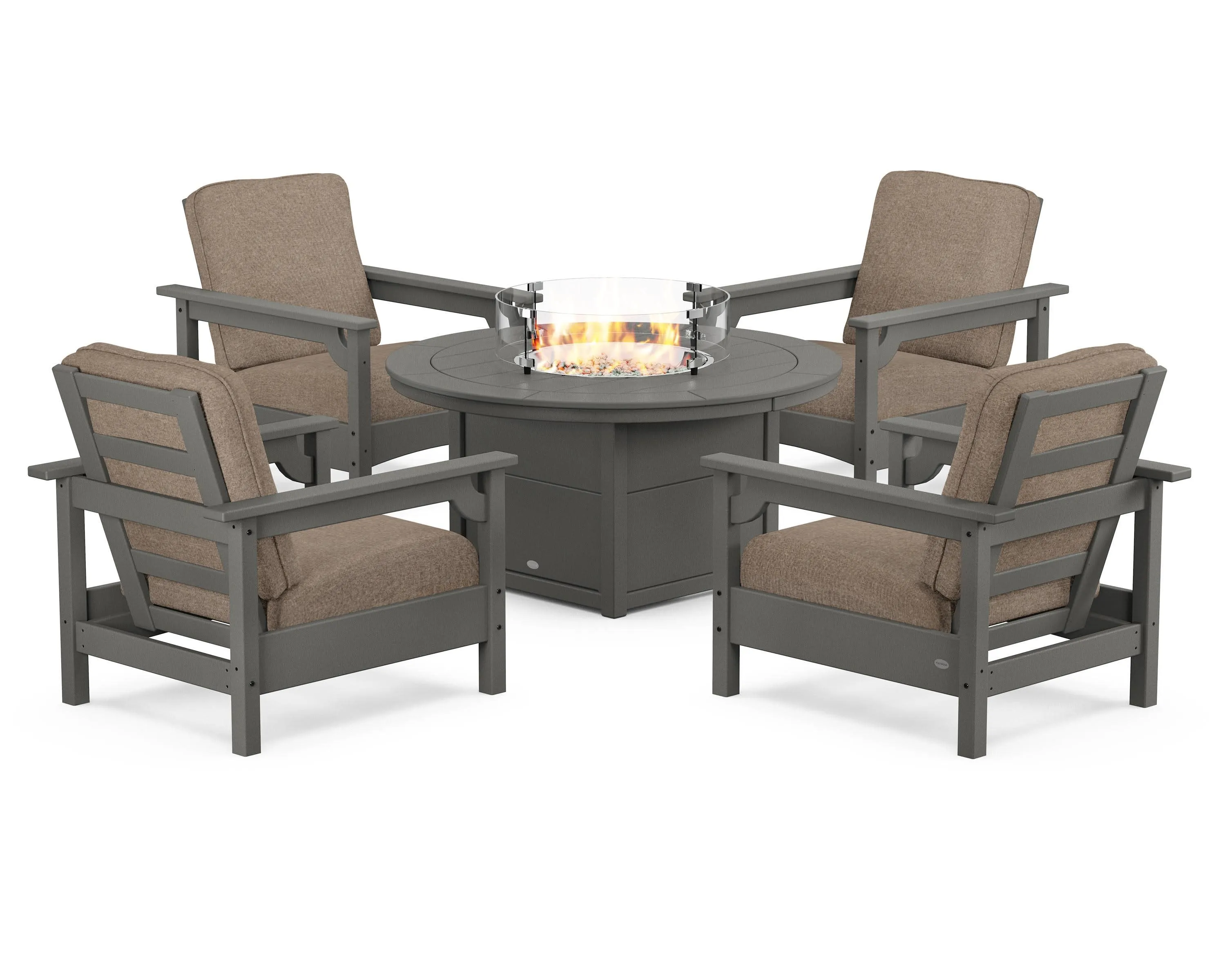 Club 5-Piece Conversation Set with Fire Pit Table