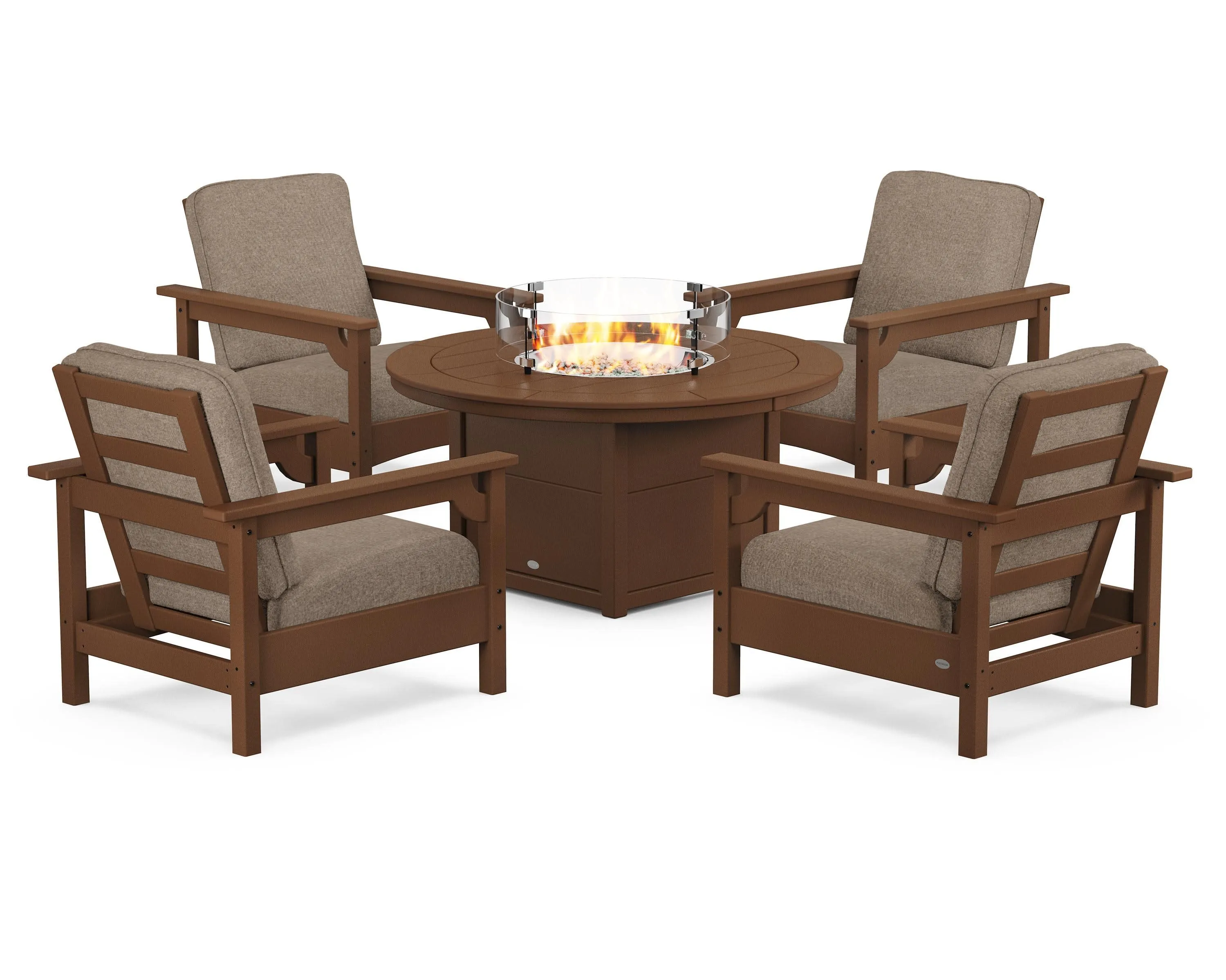 Club 5-Piece Conversation Set with Fire Pit Table