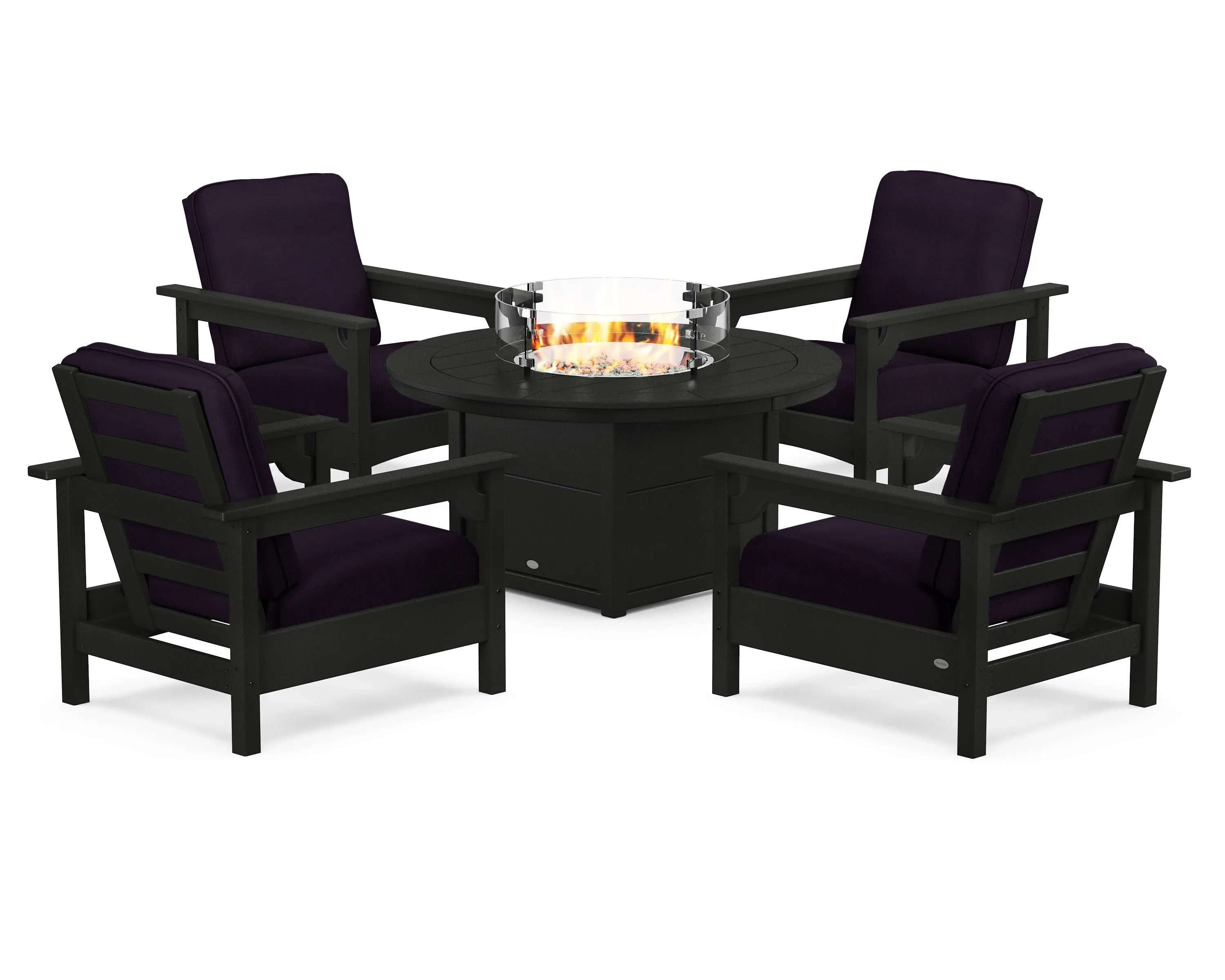 Club 5-Piece Conversation Set with Fire Pit Table