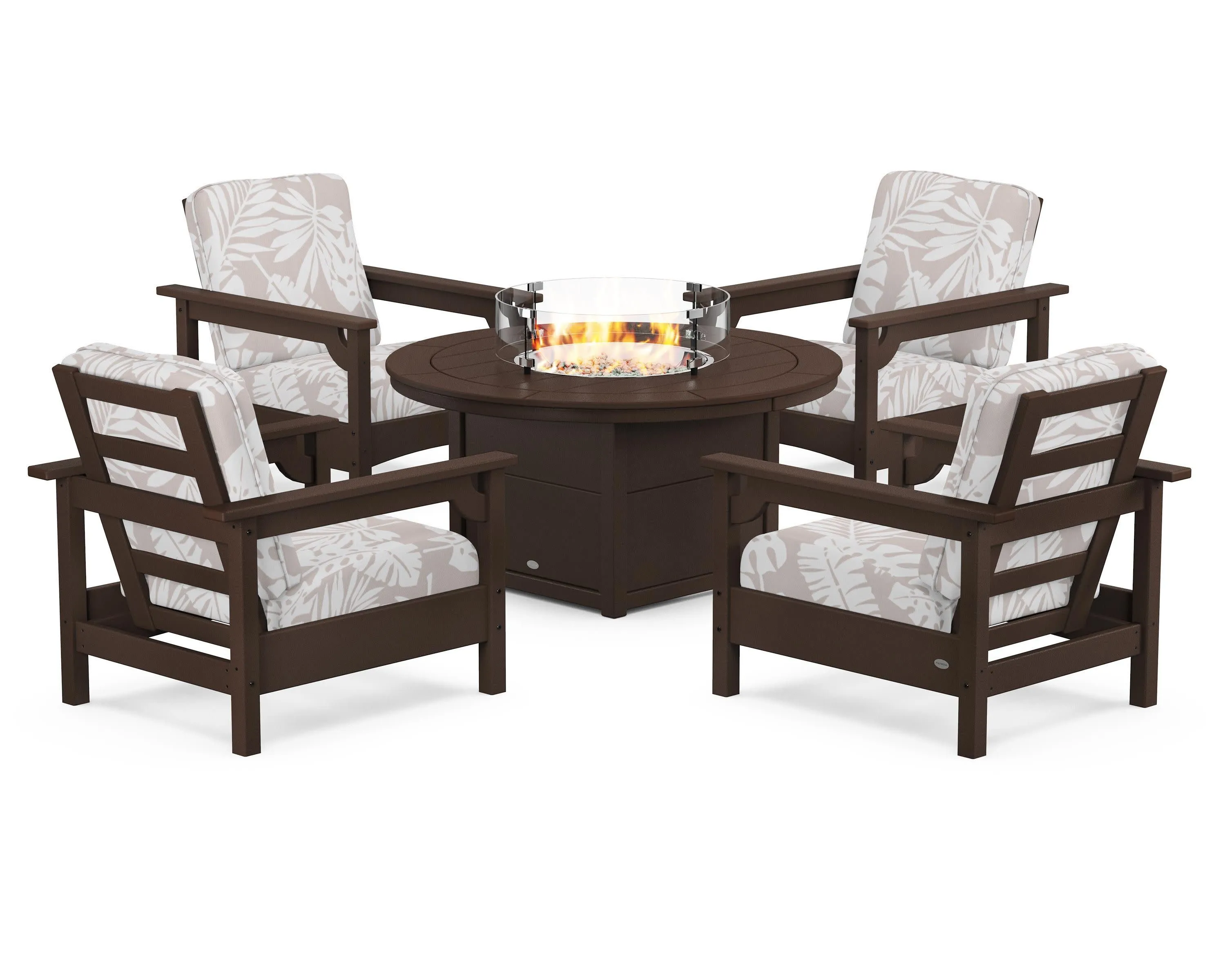 Club 5-Piece Conversation Set with Fire Pit Table
