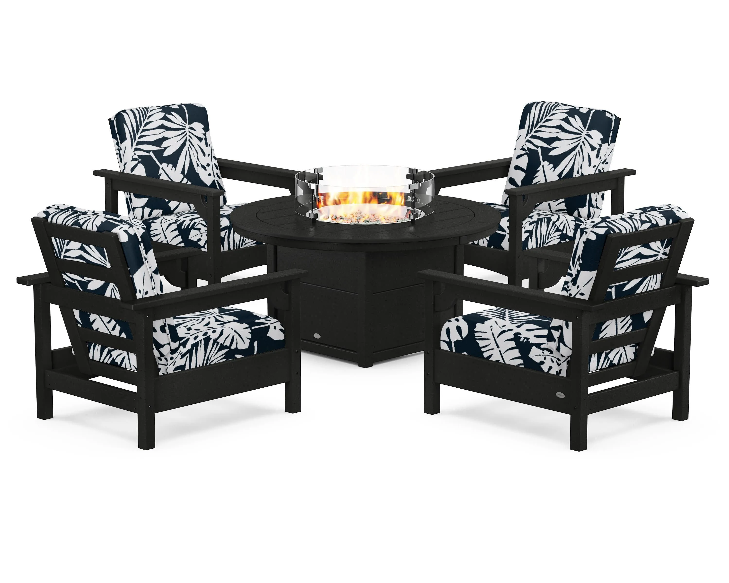 Club 5-Piece Conversation Set with Fire Pit Table