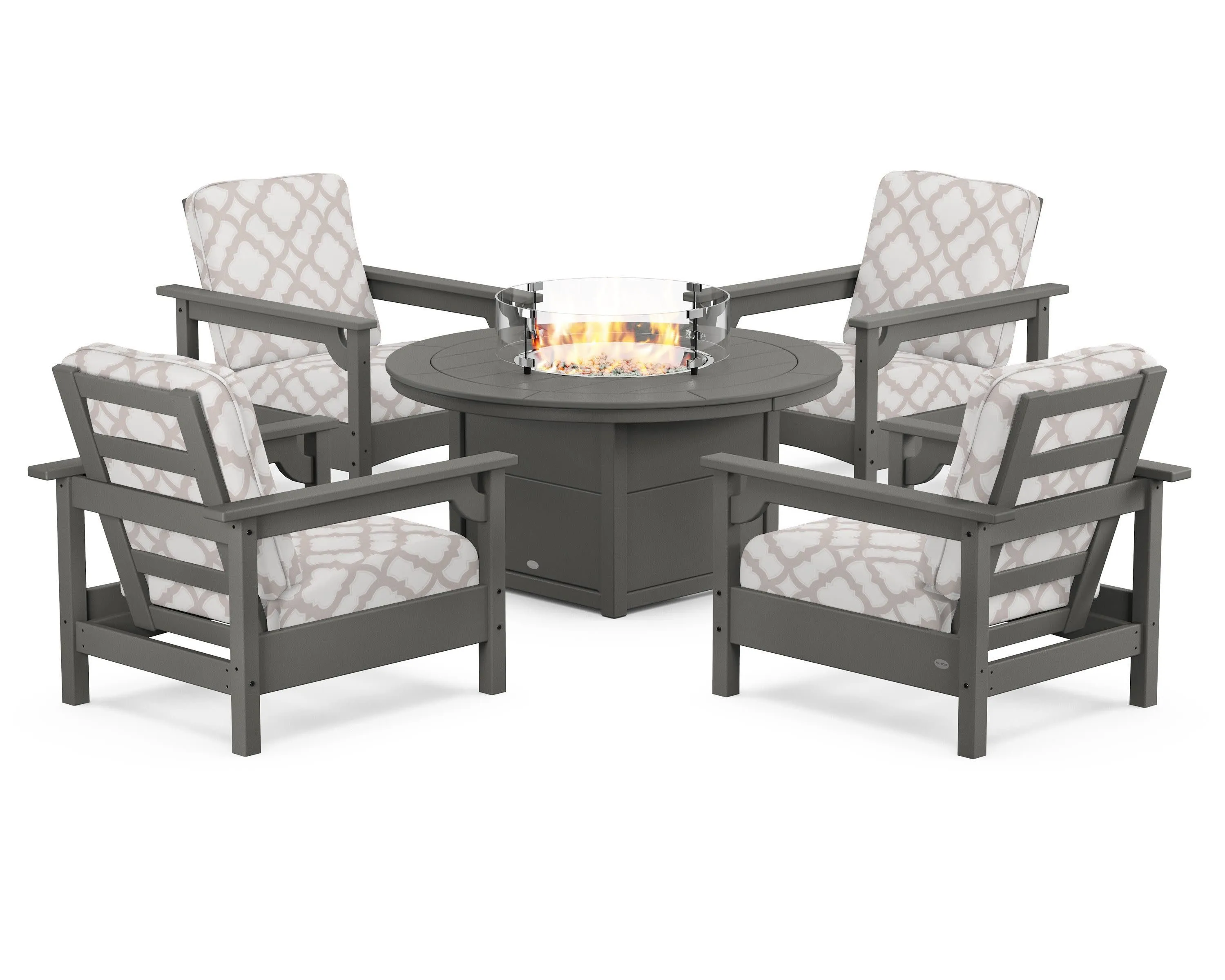 Club 5-Piece Conversation Set with Fire Pit Table