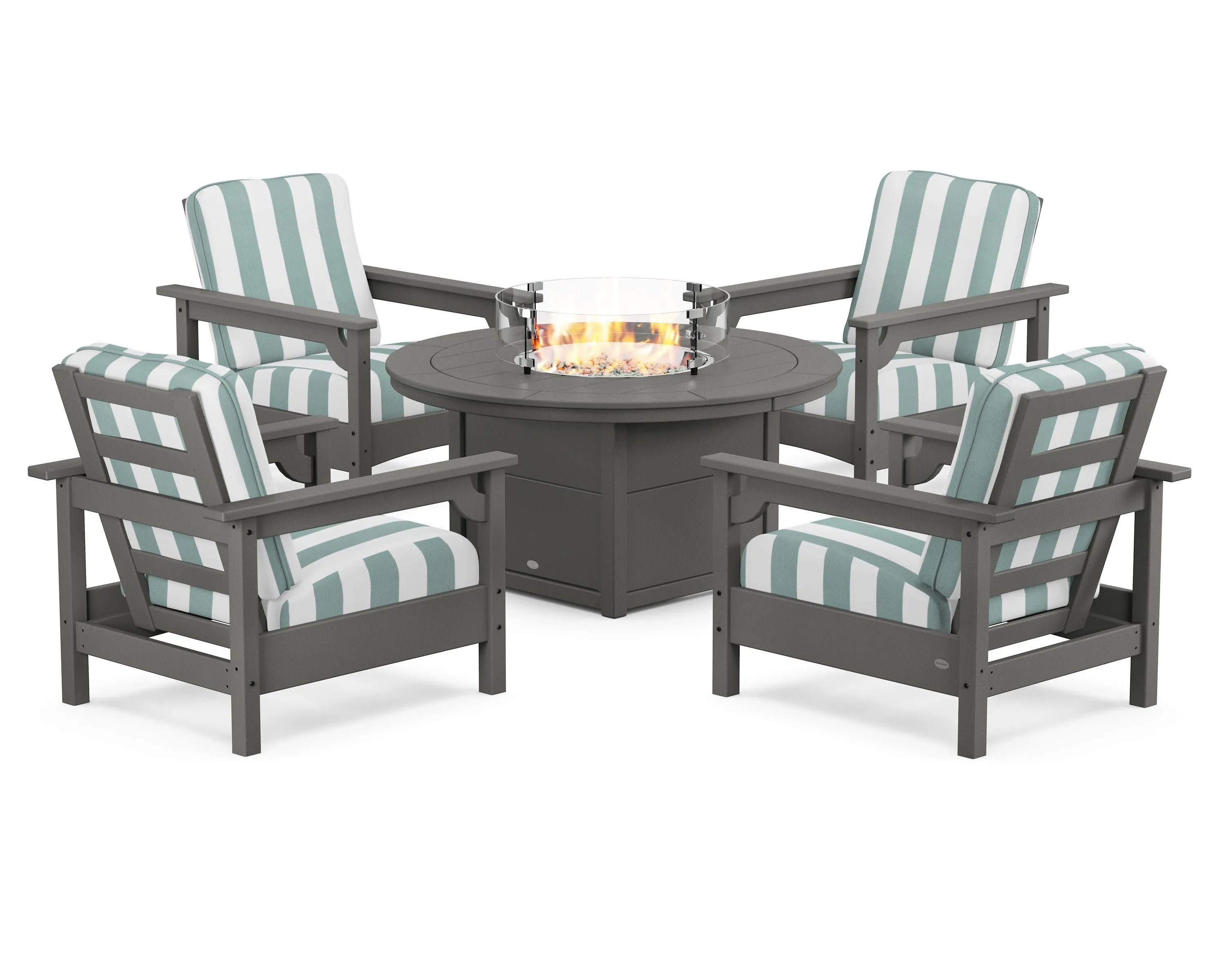 Club 5-Piece Conversation Set with Fire Pit Table