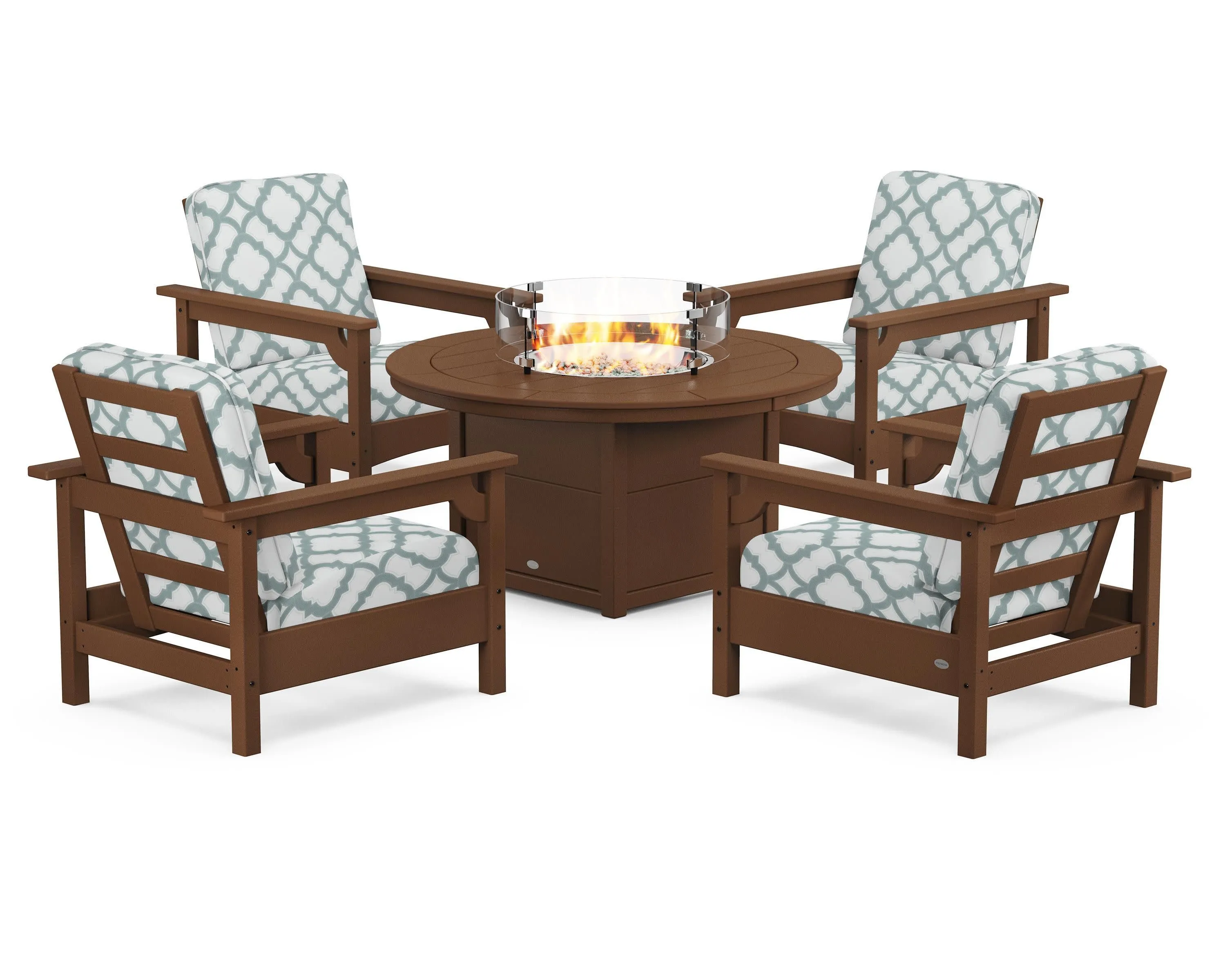 Club 5-Piece Conversation Set with Fire Pit Table
