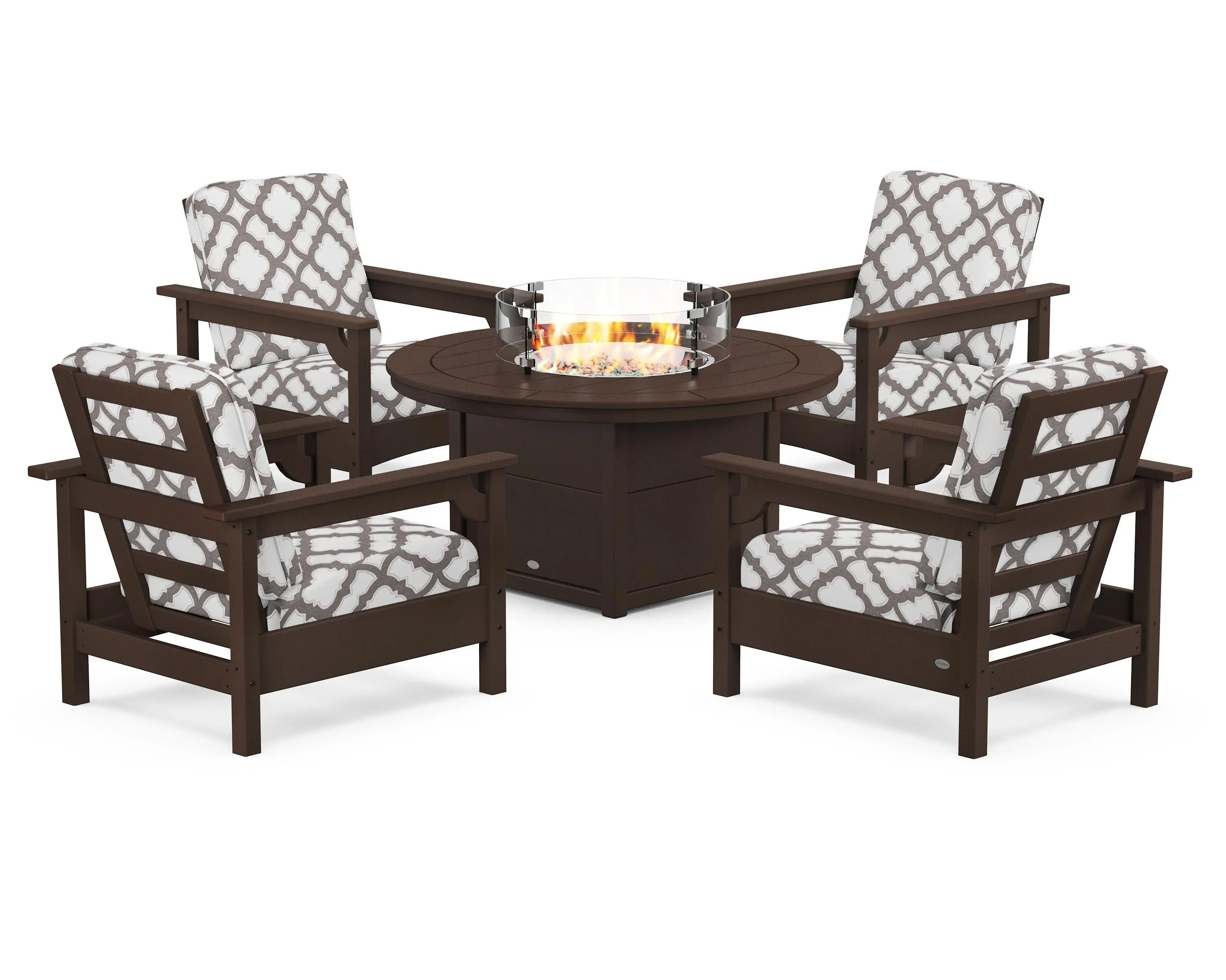 Club 5-Piece Conversation Set with Fire Pit Table