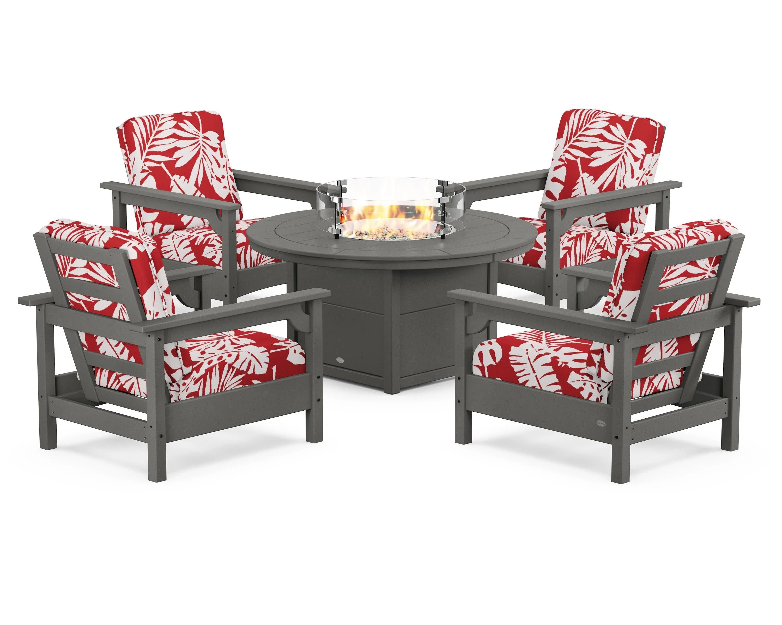 Club 5-Piece Conversation Set with Fire Pit Table
