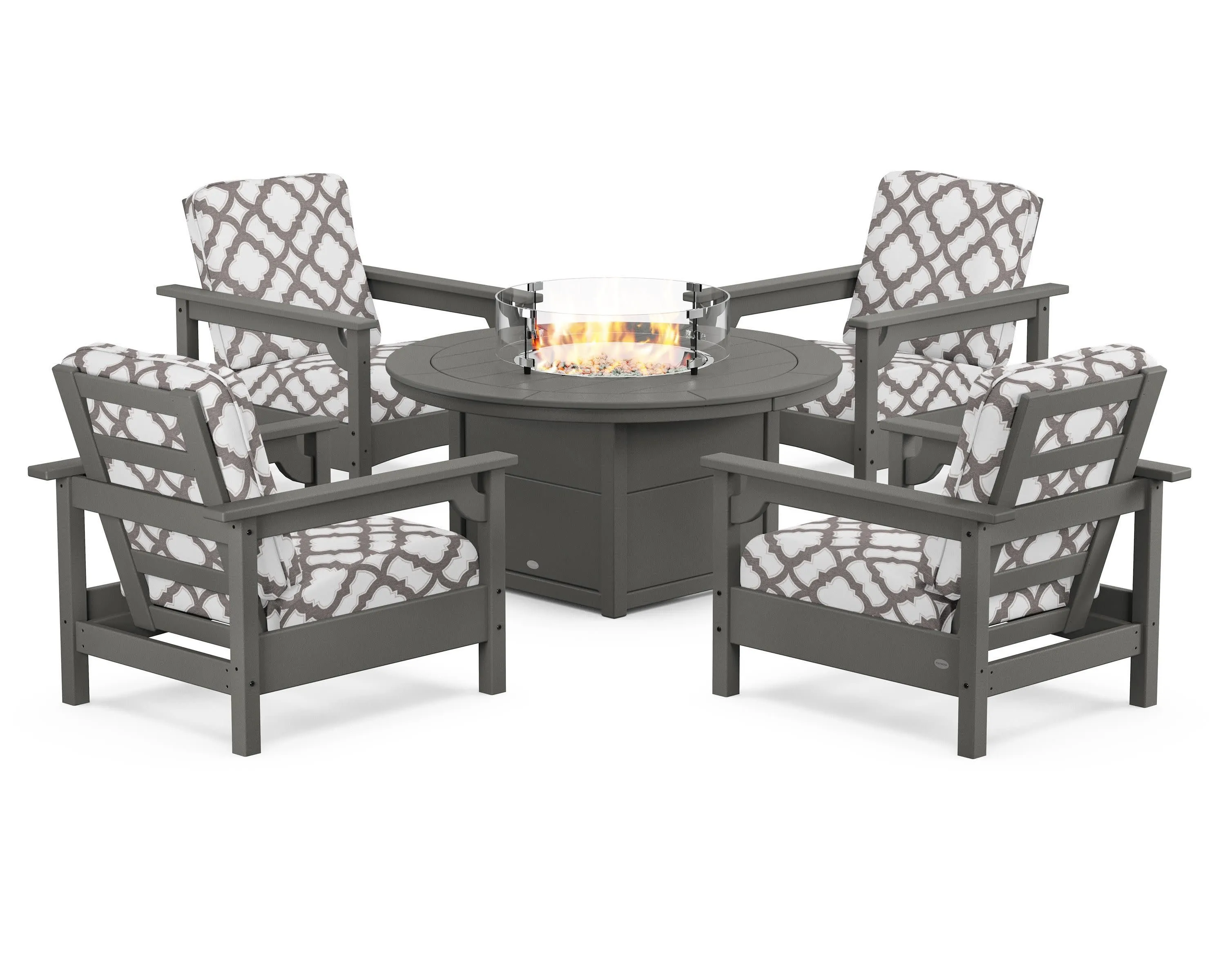 Club 5-Piece Conversation Set with Fire Pit Table