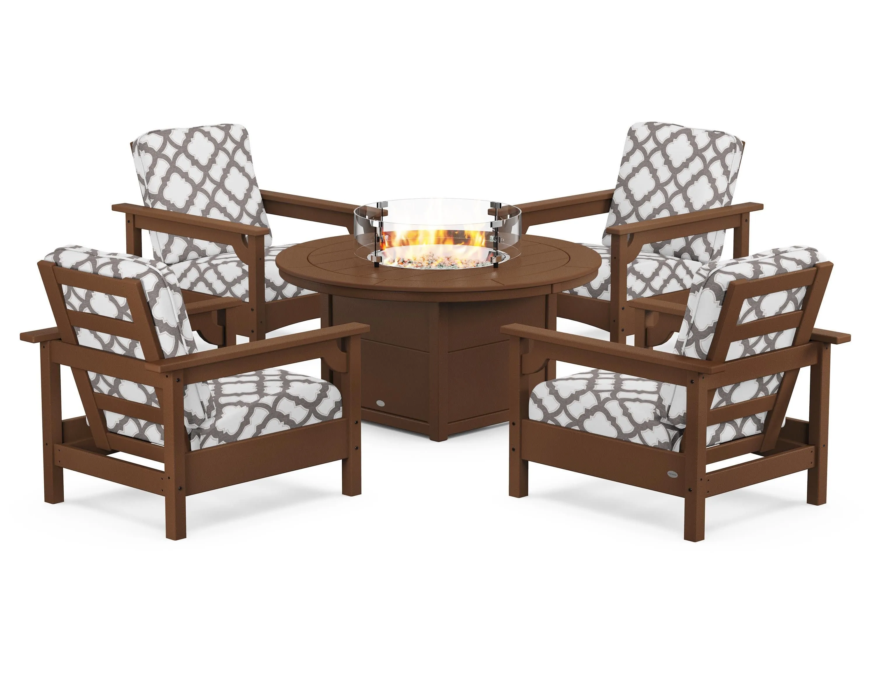 Club 5-Piece Conversation Set with Fire Pit Table
