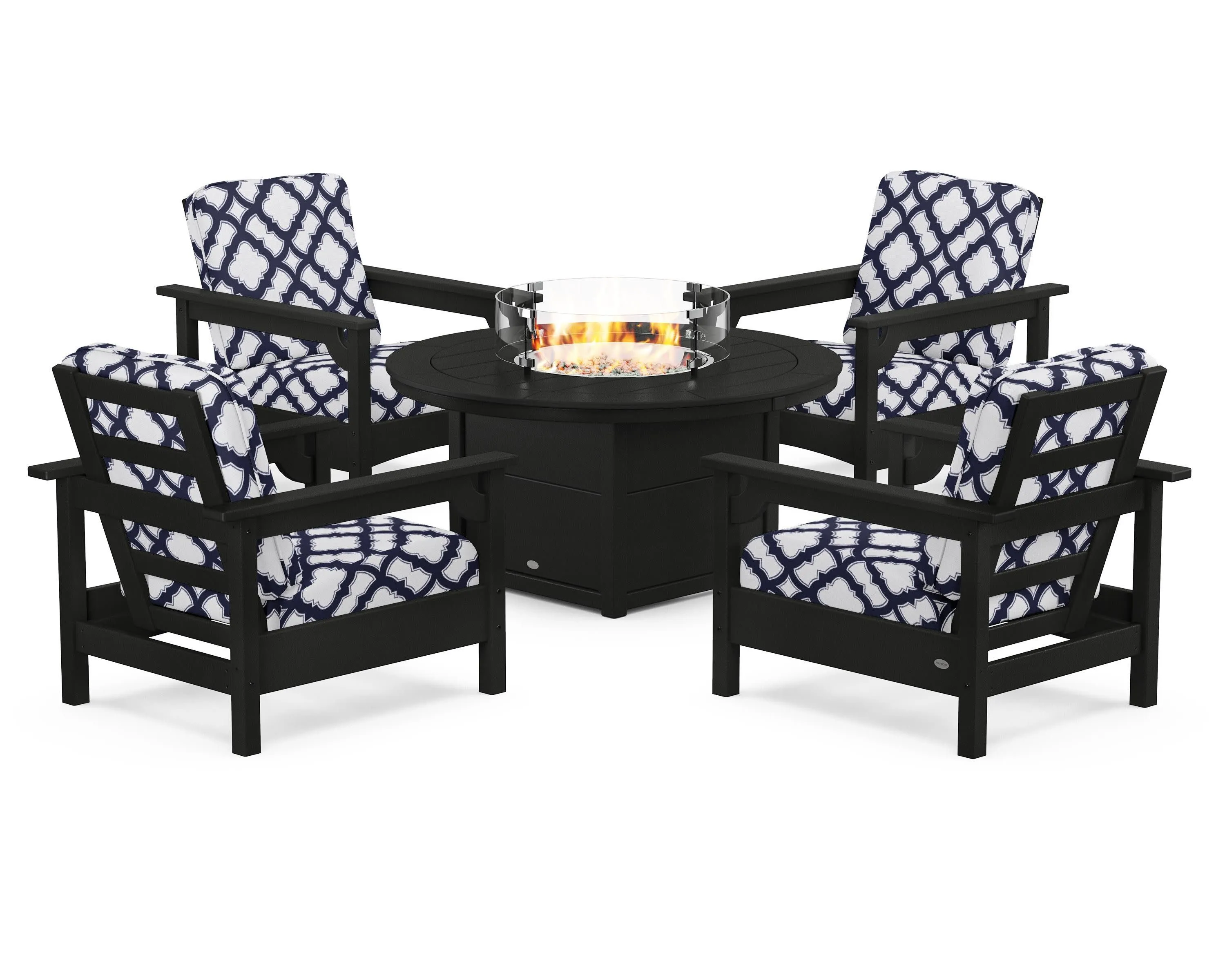 Club 5-Piece Conversation Set with Fire Pit Table