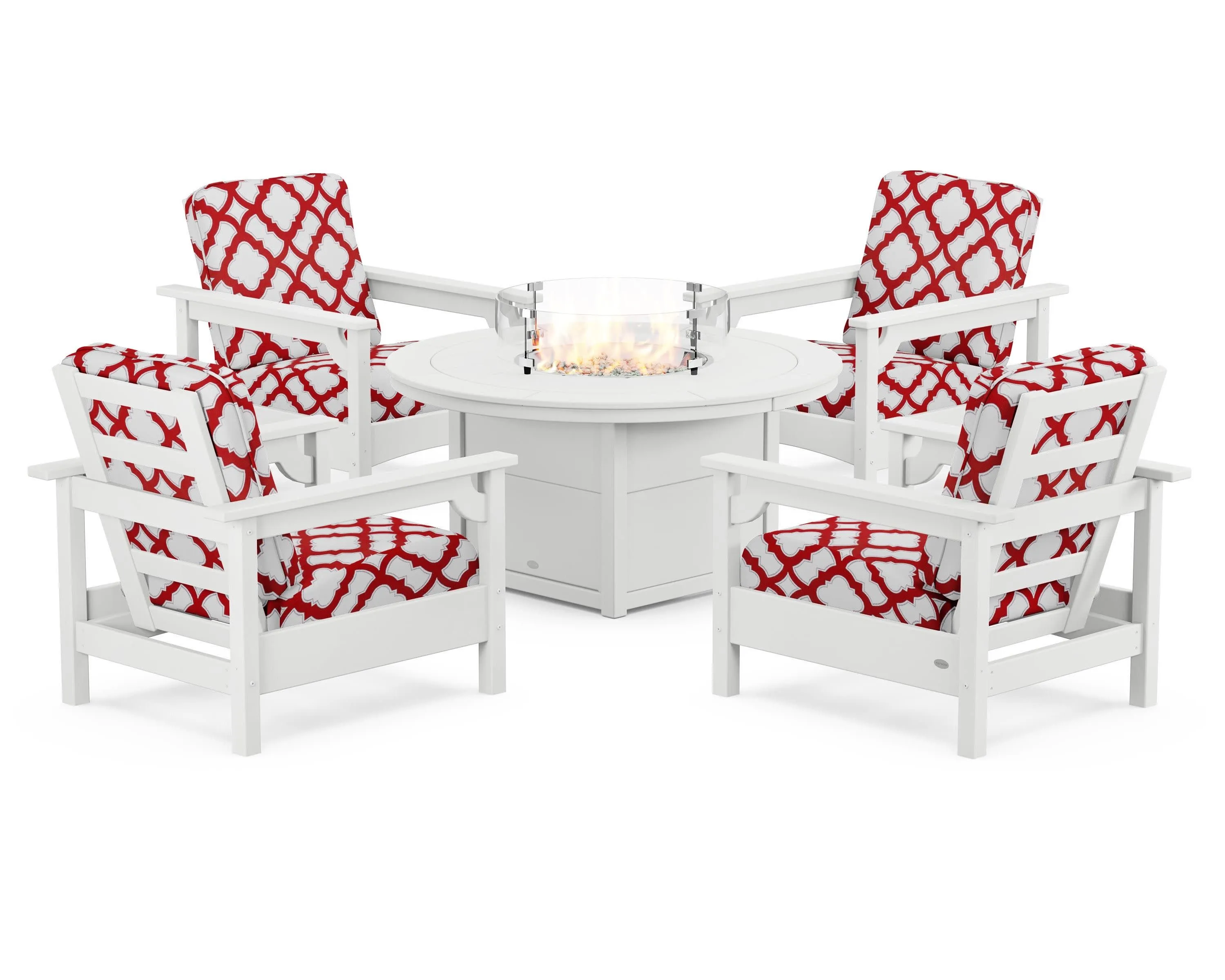 Club 5-Piece Conversation Set with Fire Pit Table