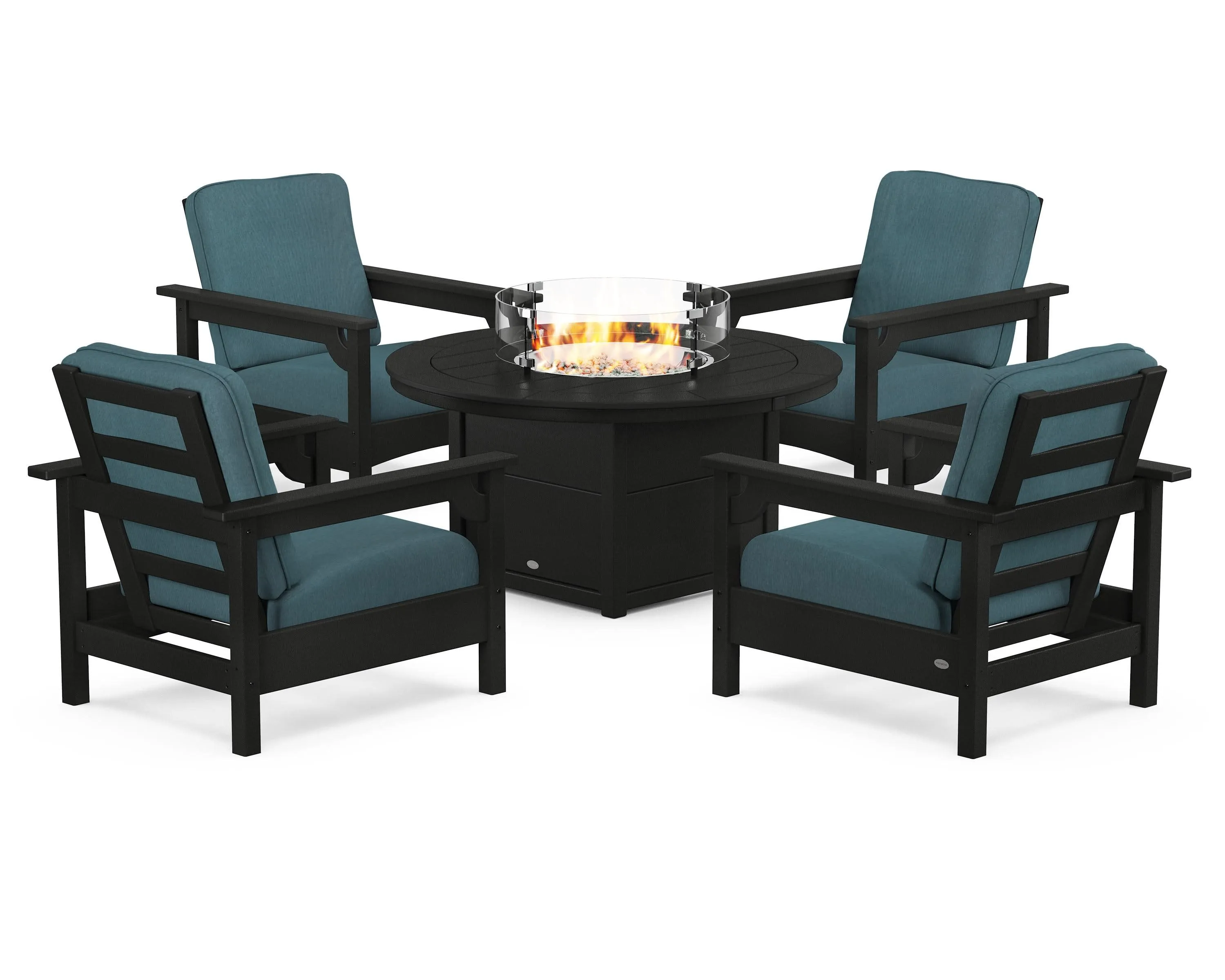 Club 5-Piece Conversation Set with Fire Pit Table