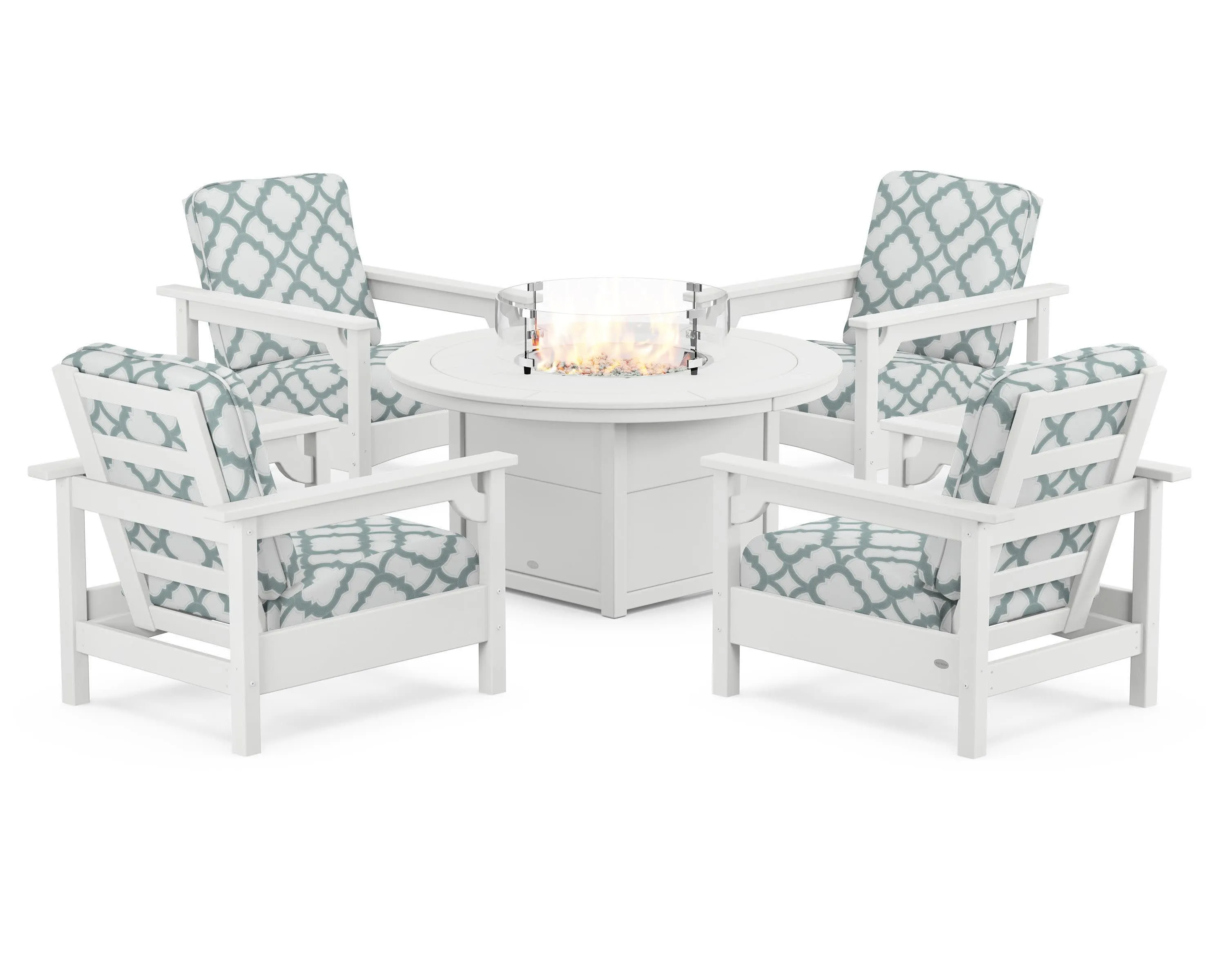 Club 5-Piece Conversation Set with Fire Pit Table